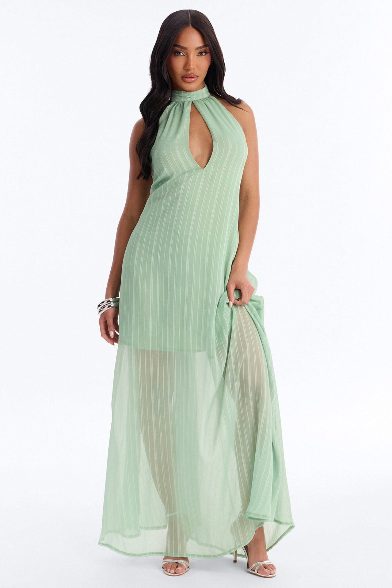 Amelia Backless Beaded Maxi Dress - Sage image 1