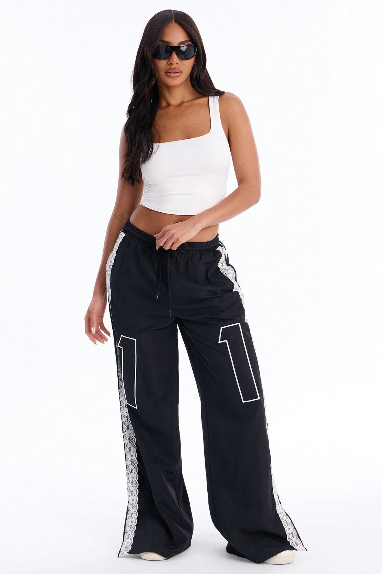 Lucky You Laced Windbreaker Lounge Pant - Black image 1
