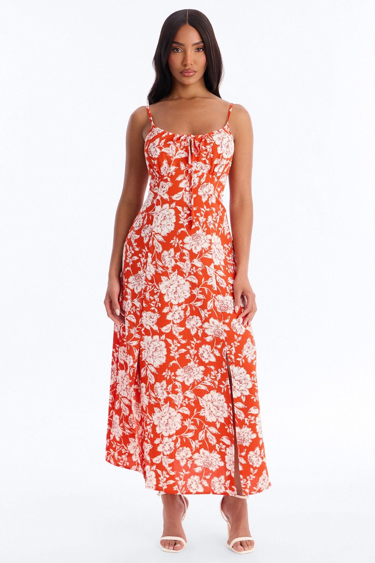 Sadie Sleeveless Floral Airflow Maxi Dress - Red image 1