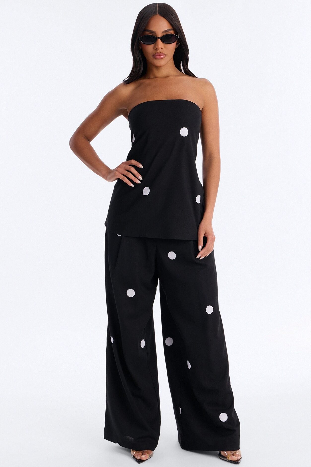 Masie Strapless Polka Dot Pant Set - Black image 1