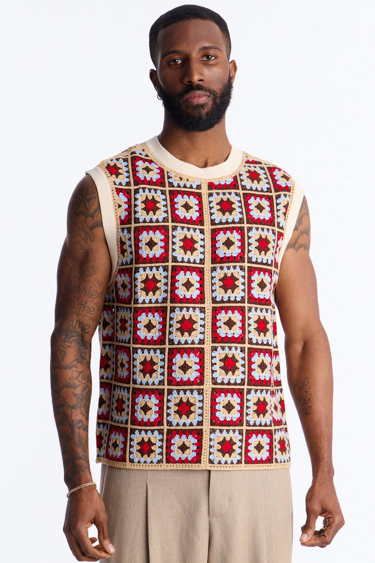 Square One Sweater Vest - Burgundy/combo image 1