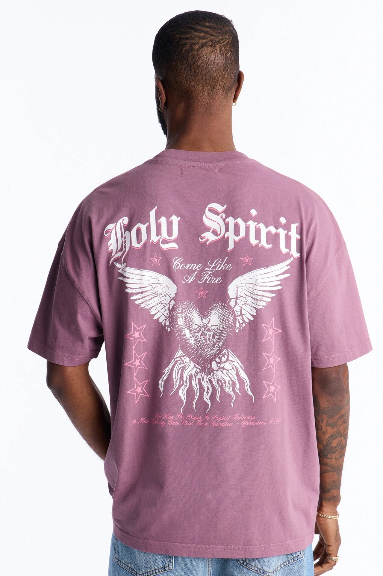 Holy Spirit Protect Me Oversized Short Sleeve Tee - Purple image 1