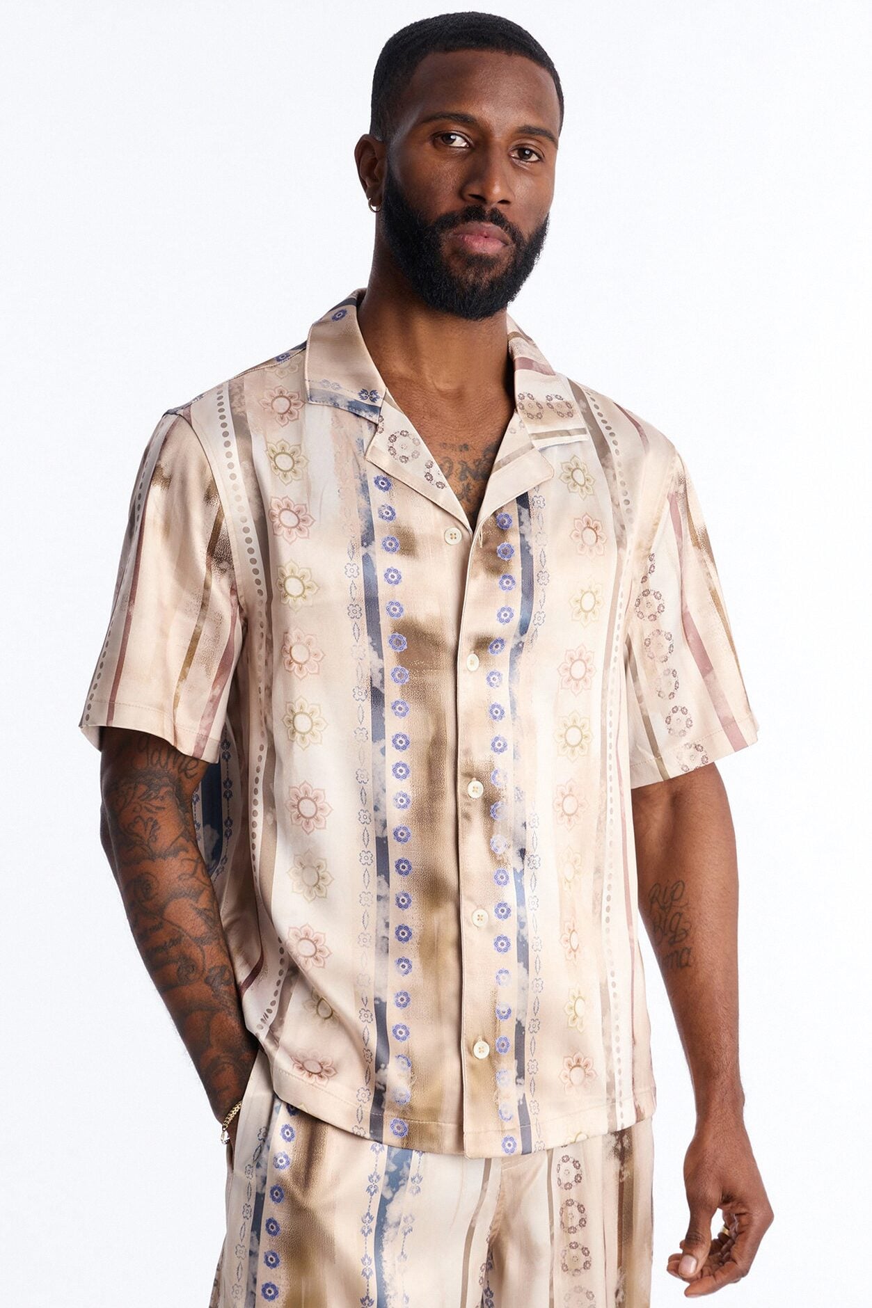 Rosewood Cuban Collar Button Up Shirt - Brown image 1