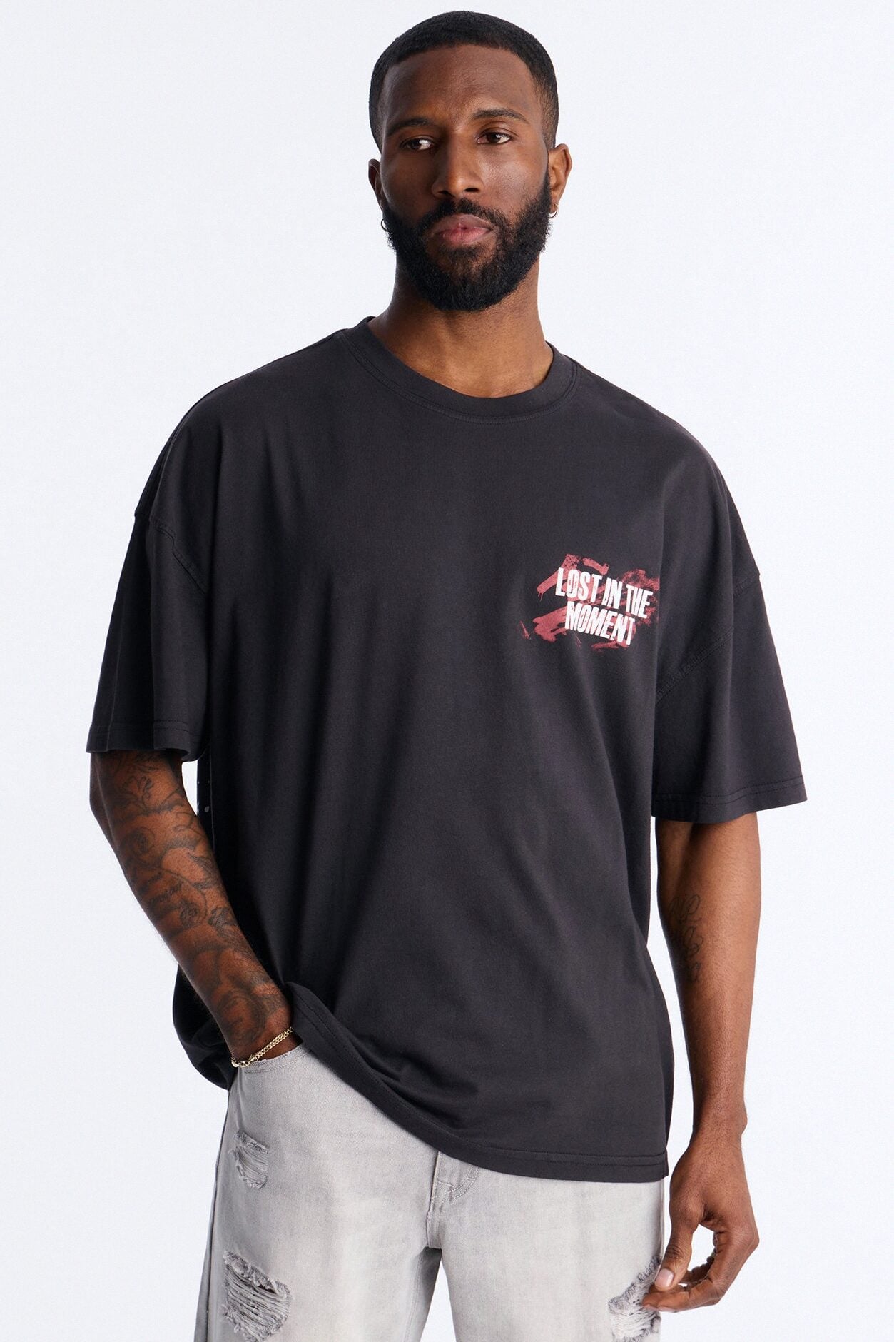 Lost In The Moment Oversized Short Sleeve Tee - Black Wash image 1