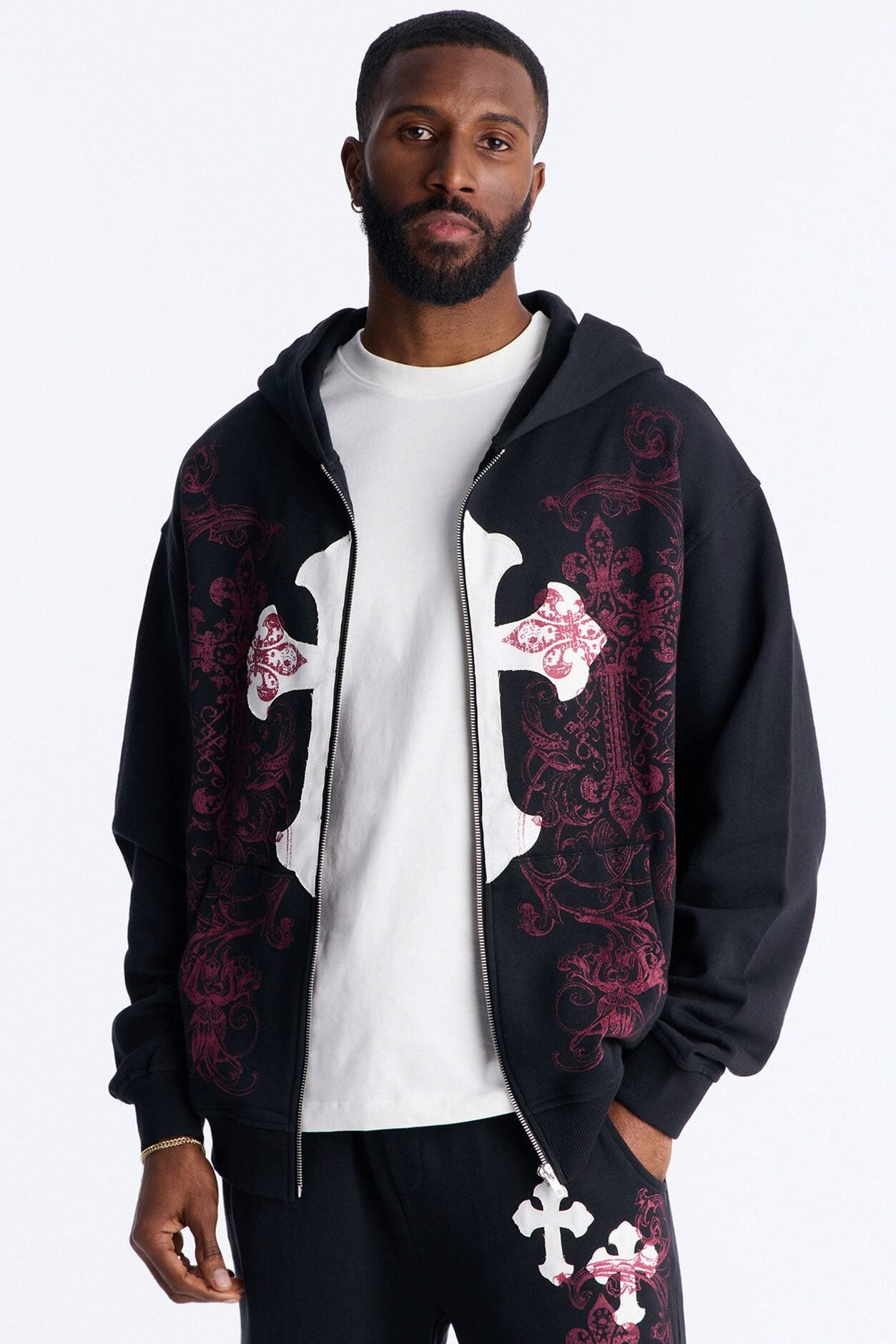 Pick Up Your Cross Patch Zip Hoodie - Black image 1