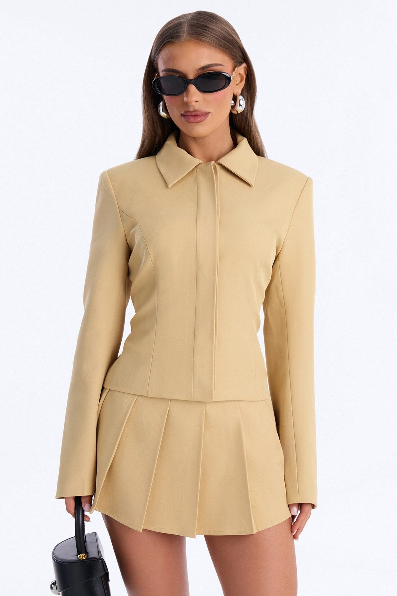 Walk the Talk Fitted Collared Blazer - Khaki image 1