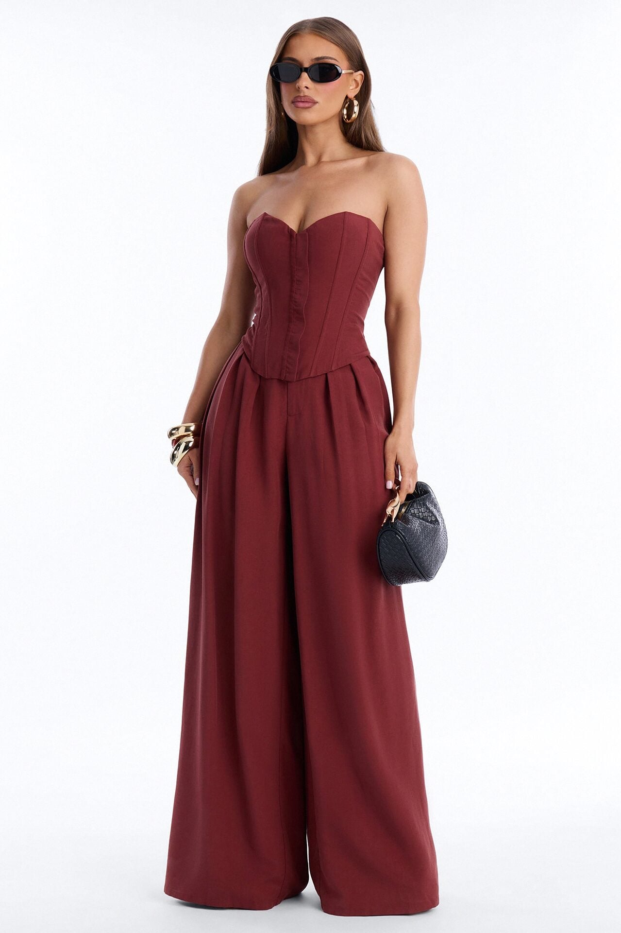Jenine Corset Wide Leg Pant Set - Rust image 1
