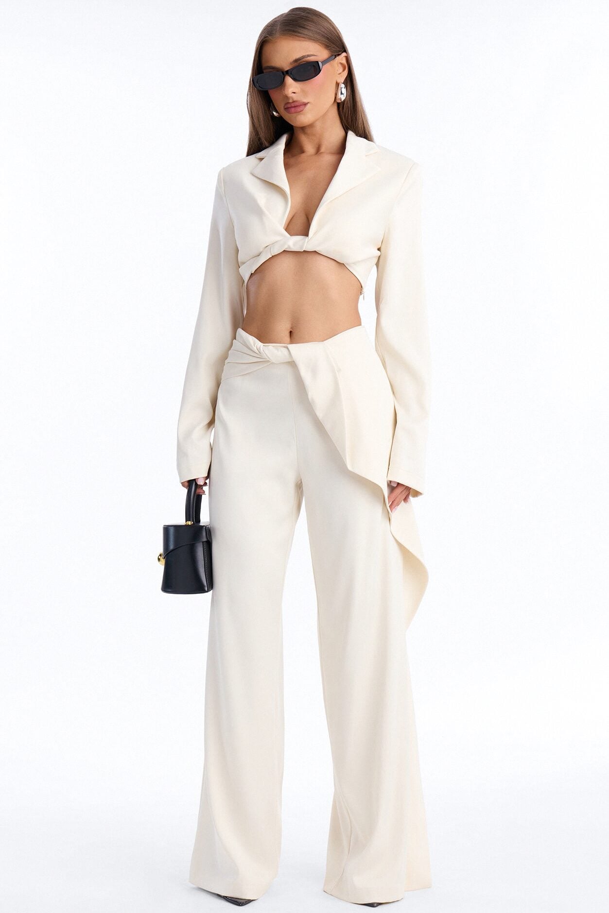 Twist My Intentions Blazer Pant Set - Cream image 1