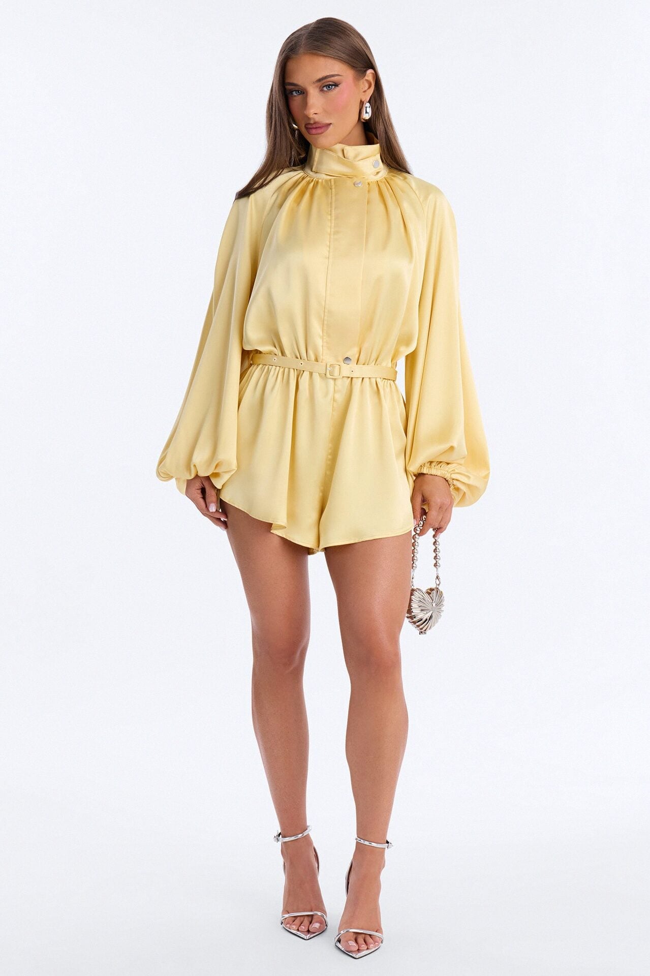 Sia Satin Collar Romper - Yellow image 1