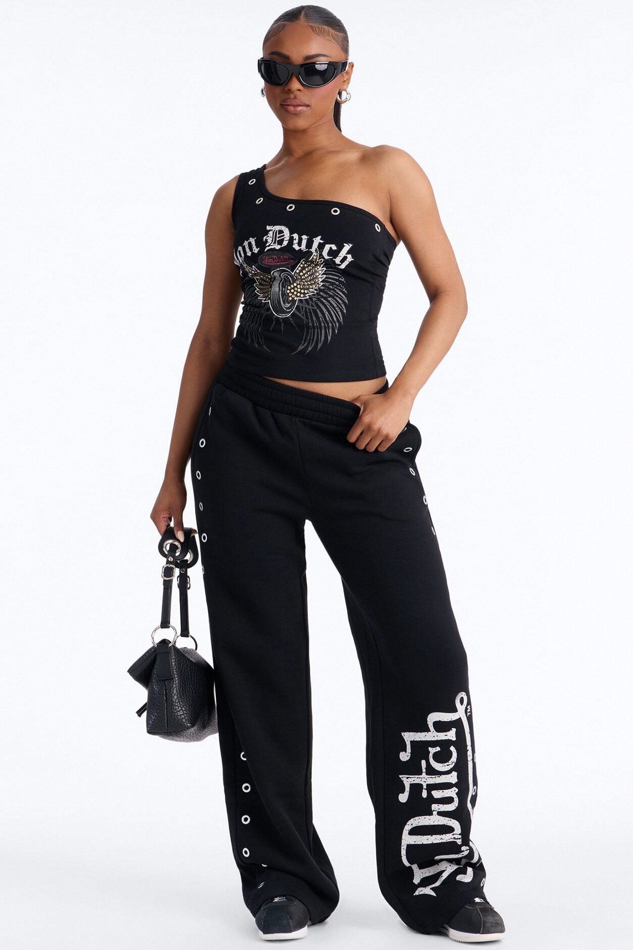 Von Dutch Rocker Wide Leg Grommet Pant - Black image 1