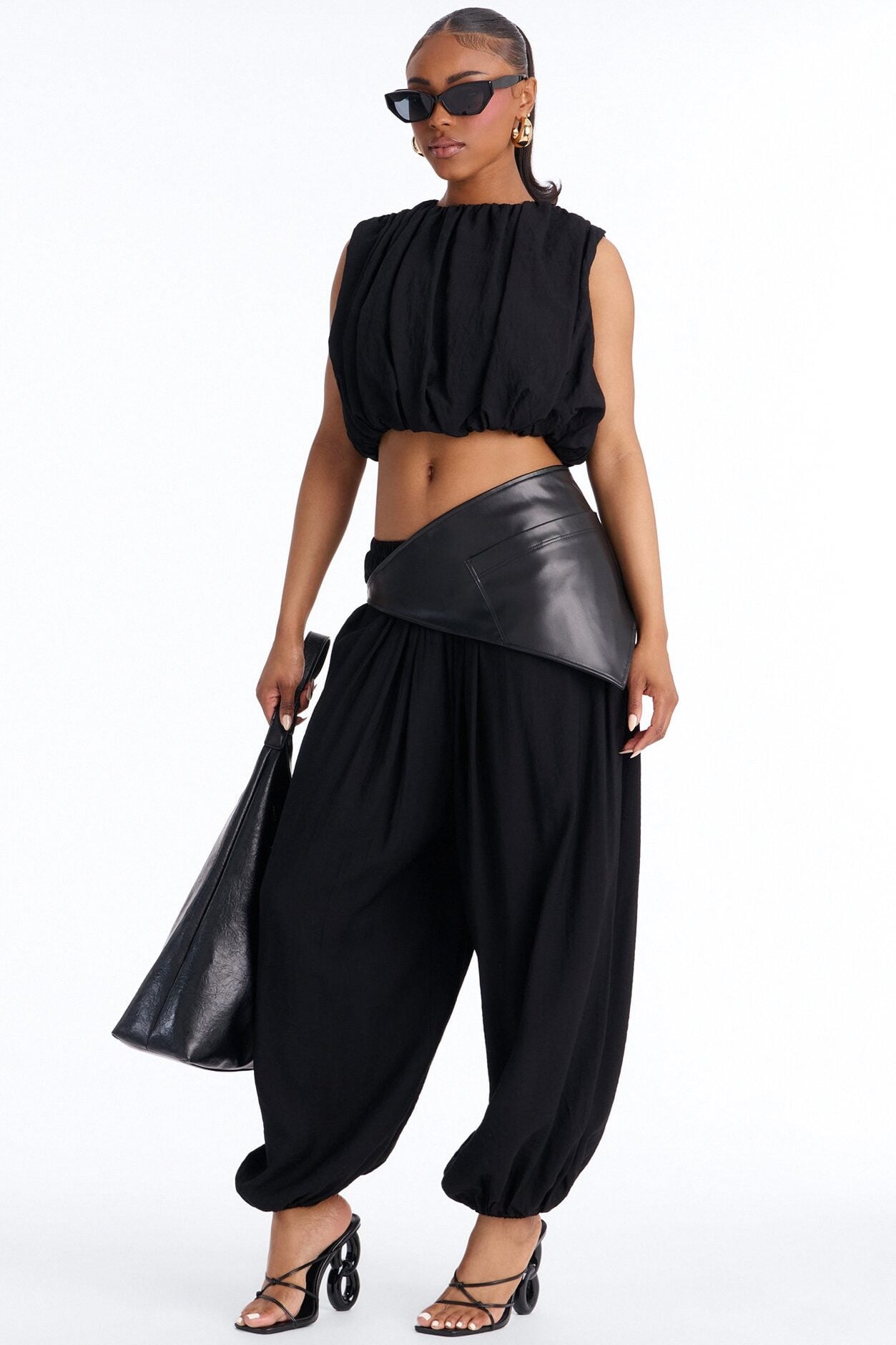 Kristina 3 Piece Balloon Pant Set - Black image 1