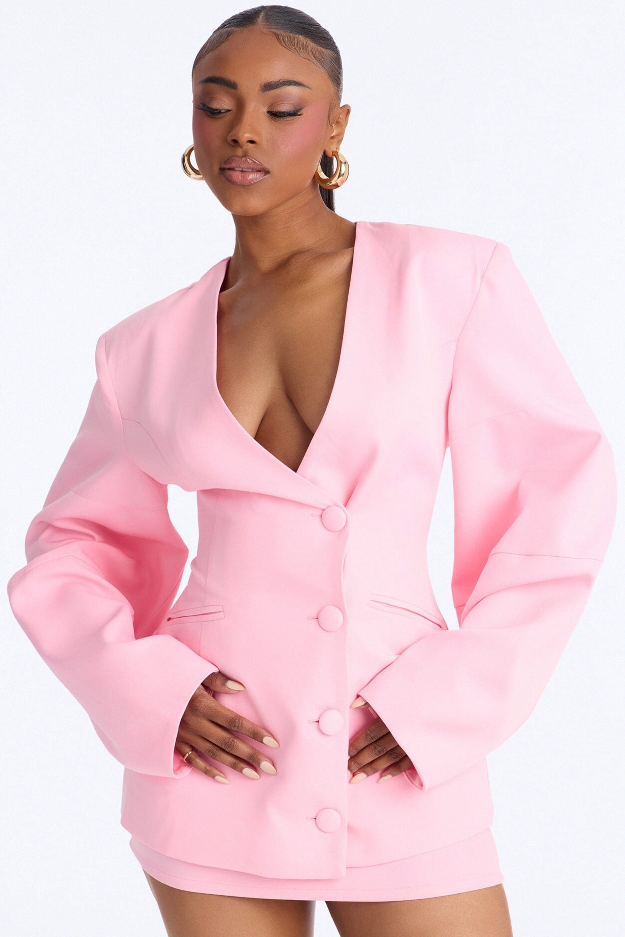 Sweet & Smart Barrel Sleeve Blazer - Pink image 1