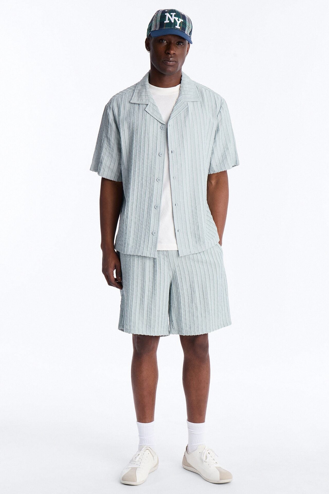 Relaxed Aegean Pleat Cuban Collar Button Up - Sage image 1