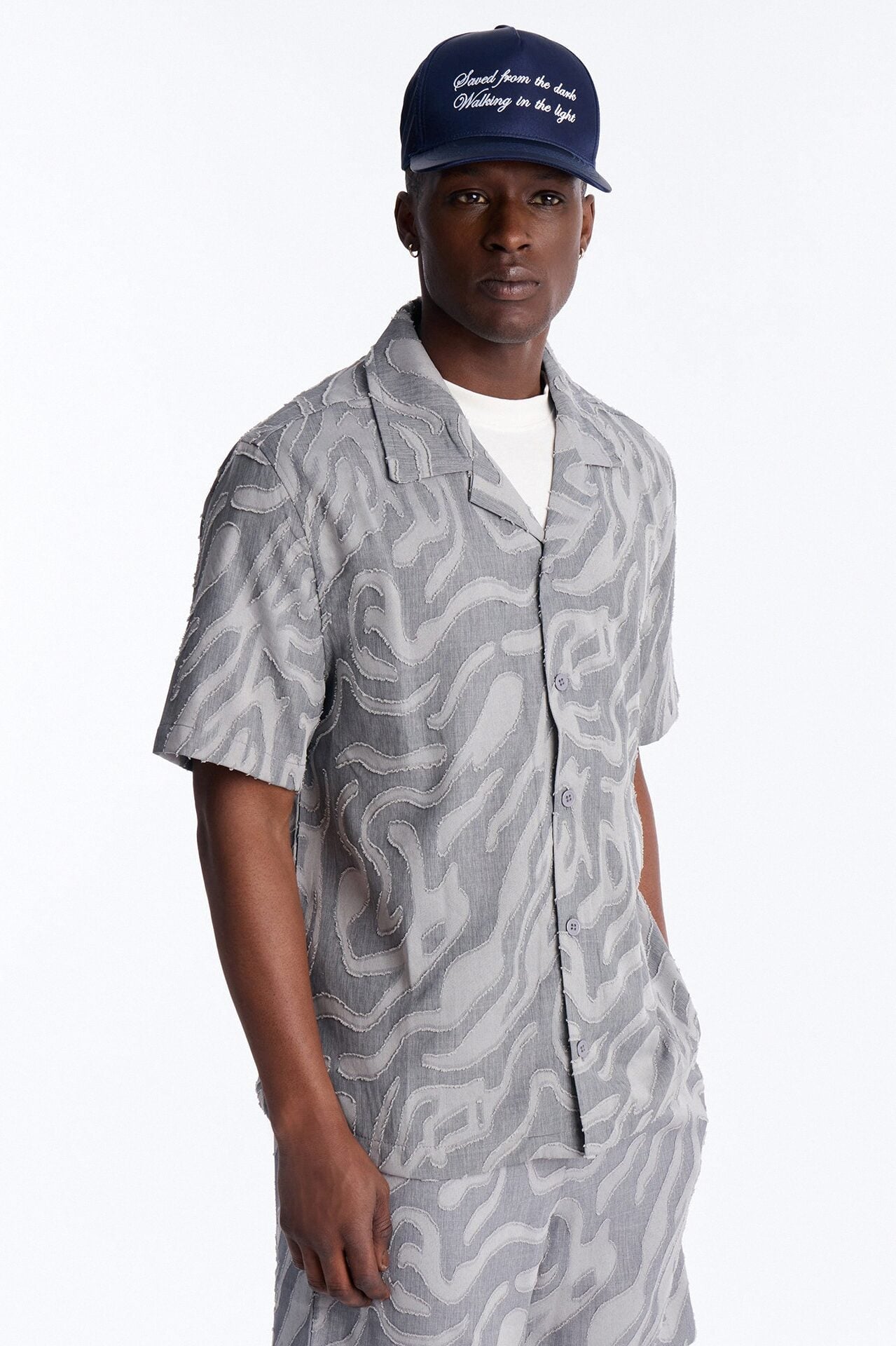 Midnight Wave Cuban Button Up Shirt - Grey image 1