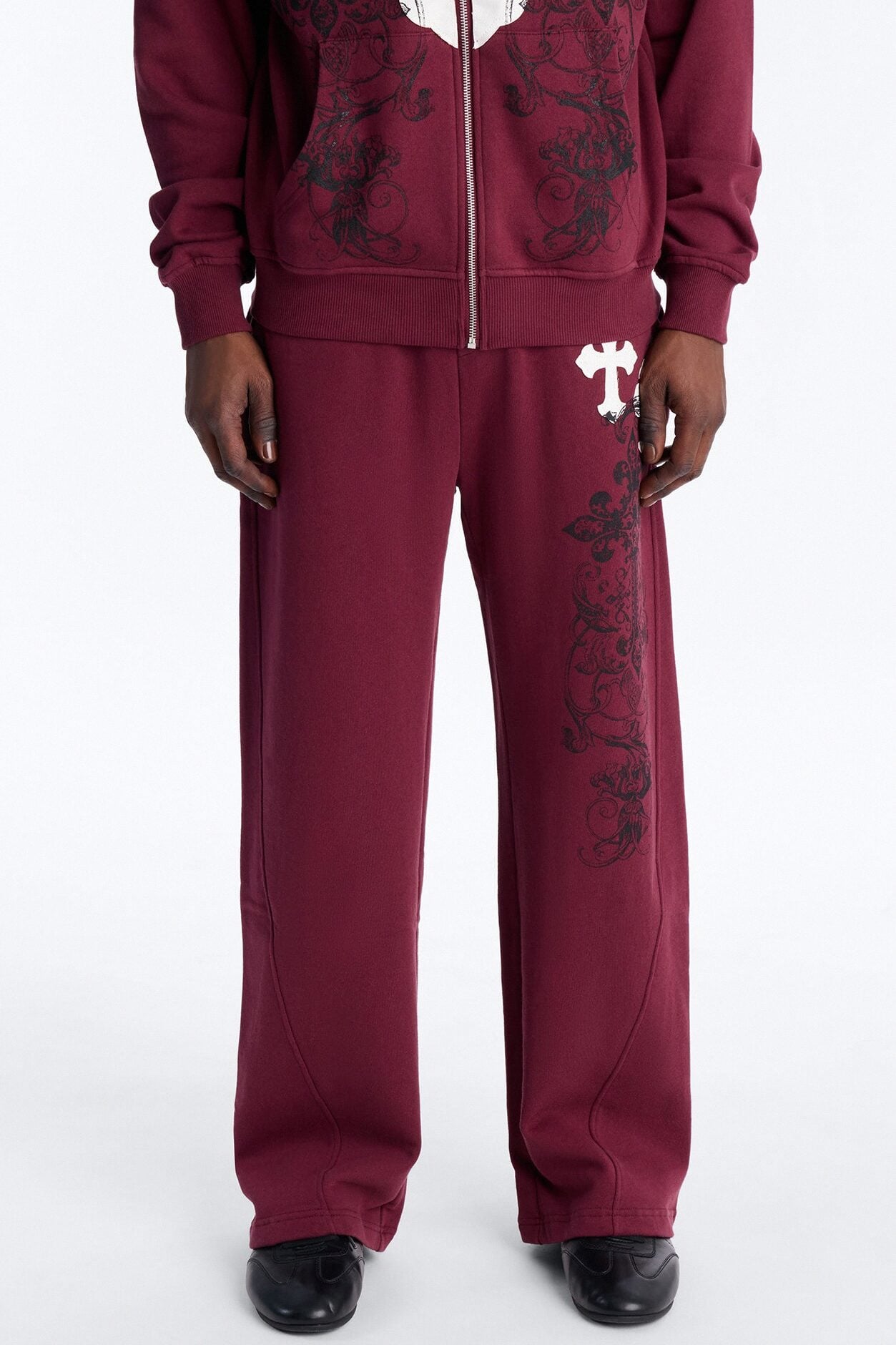 Cross Patch Sweatpants - Burgundy image 1