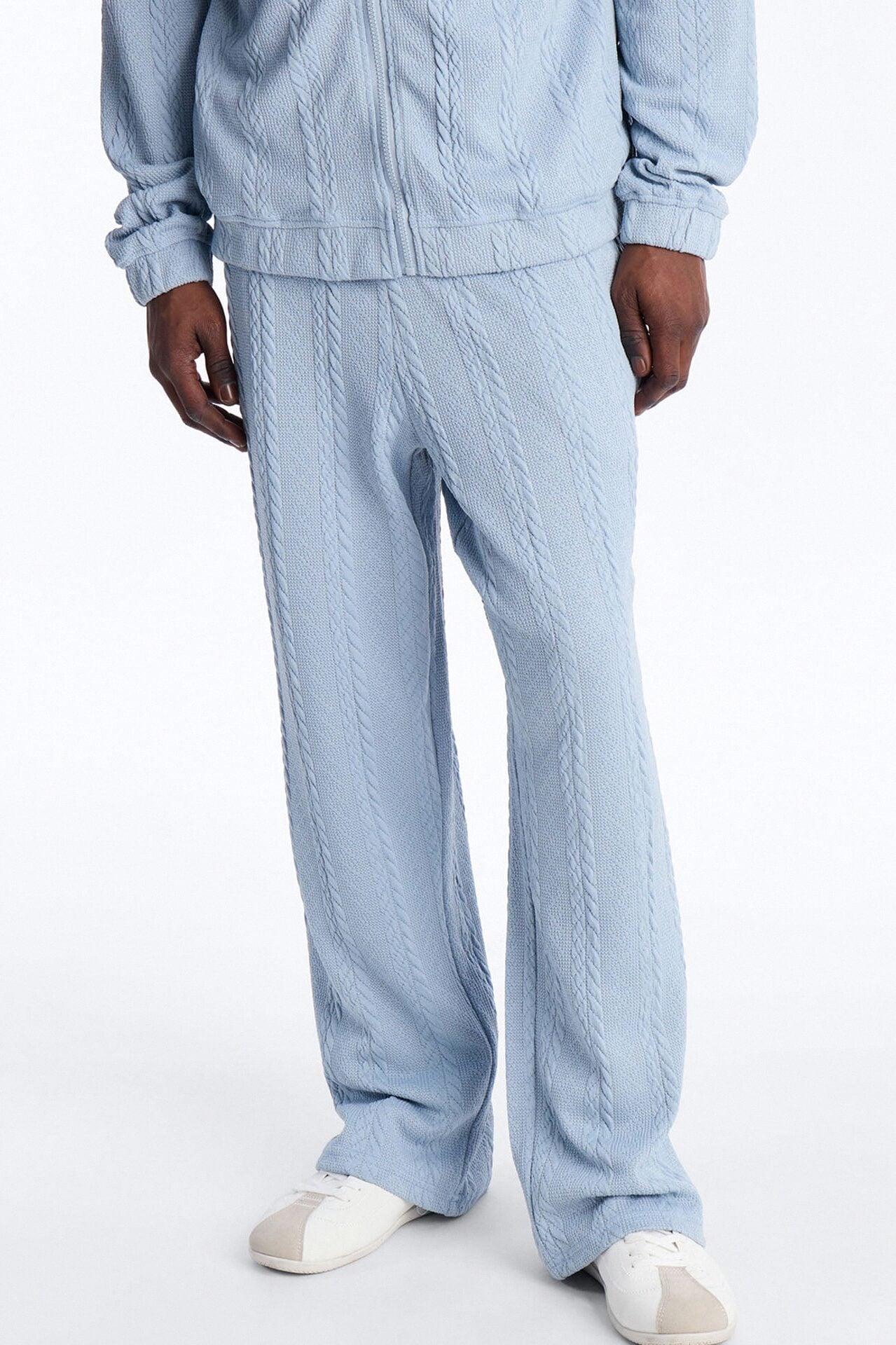Baggy Textured Cozy Braided Pant - Blue image 1
