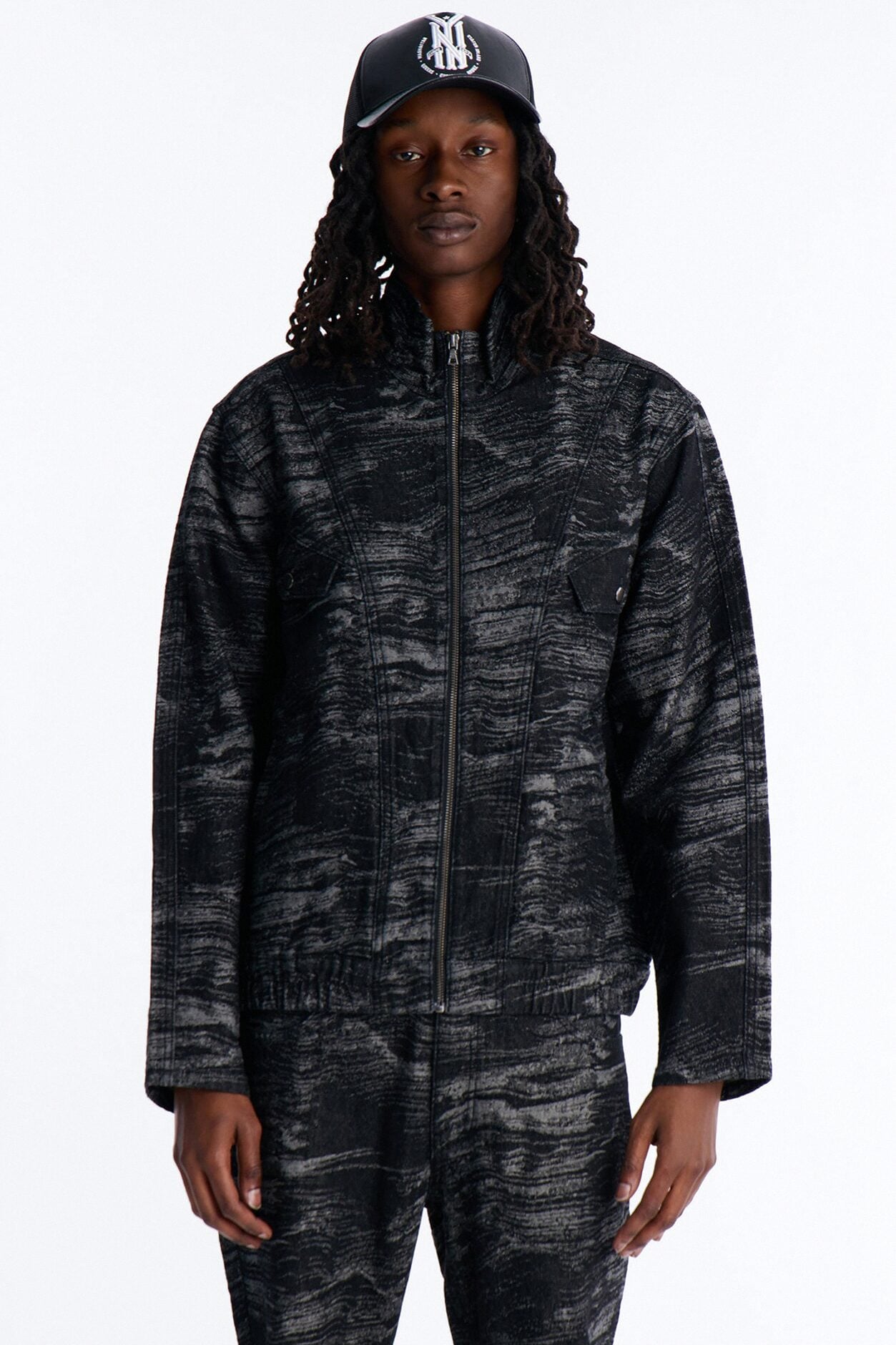 Jacquard Waves Denim Jacket - Black Wash image 1