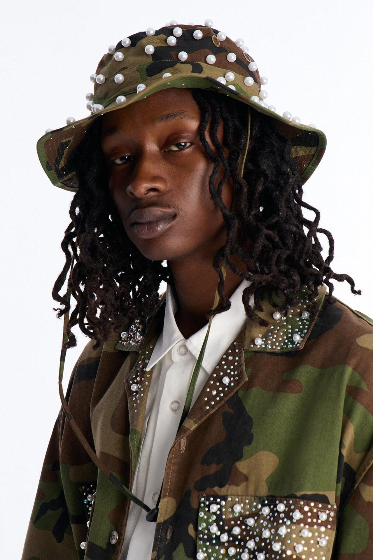 Camo Pearled Bucket Hat - Camouflage image 1