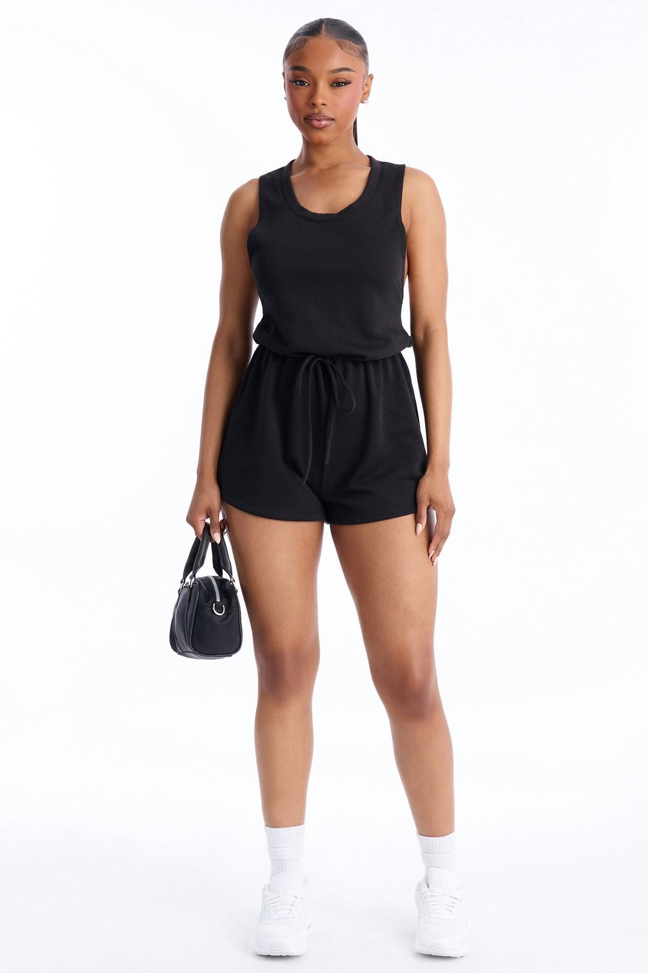 Weekend Chill French Terry Romper - Black image 1