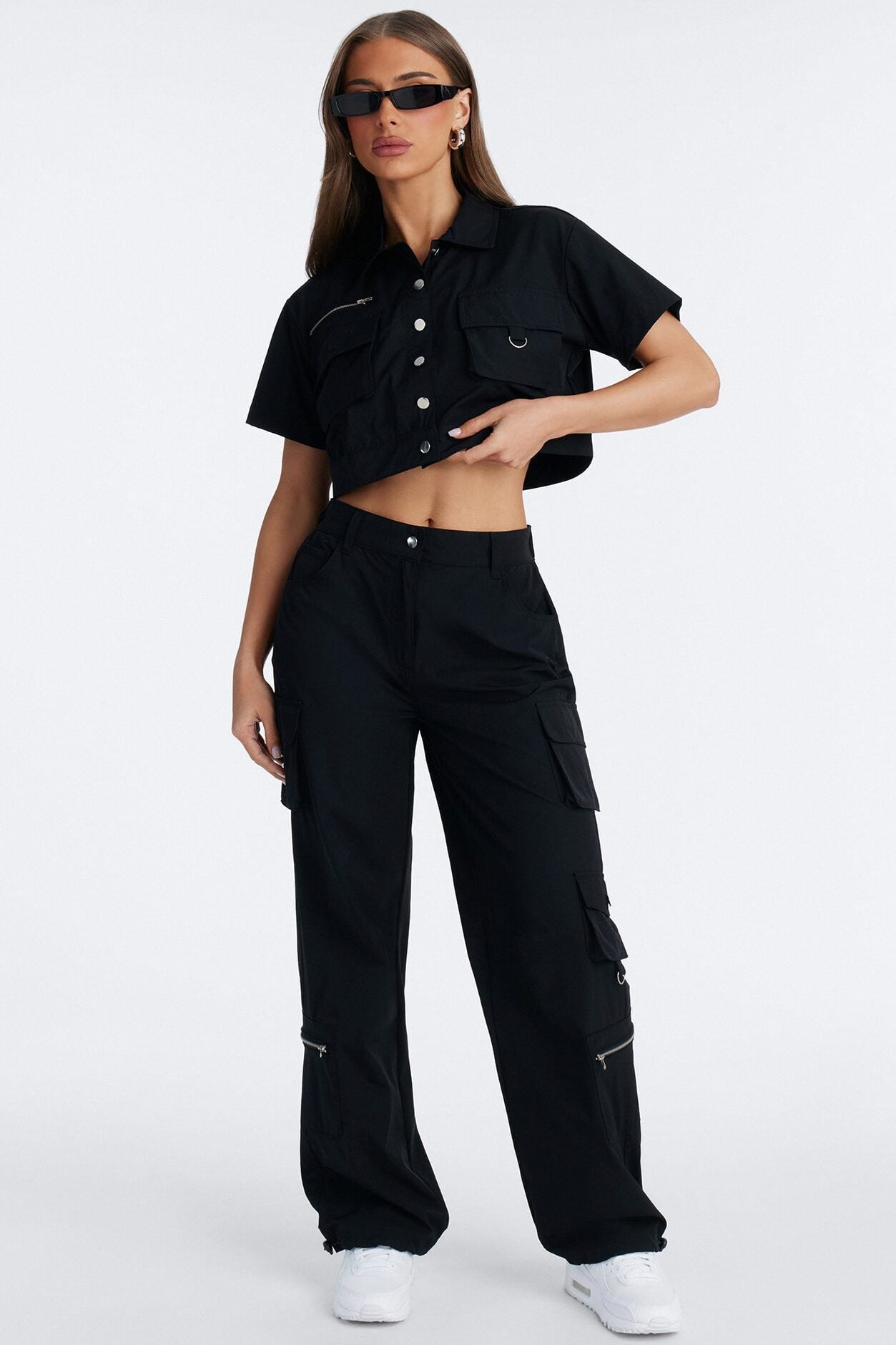 Nessa Nylon Cargo Pant Set - Black image 1