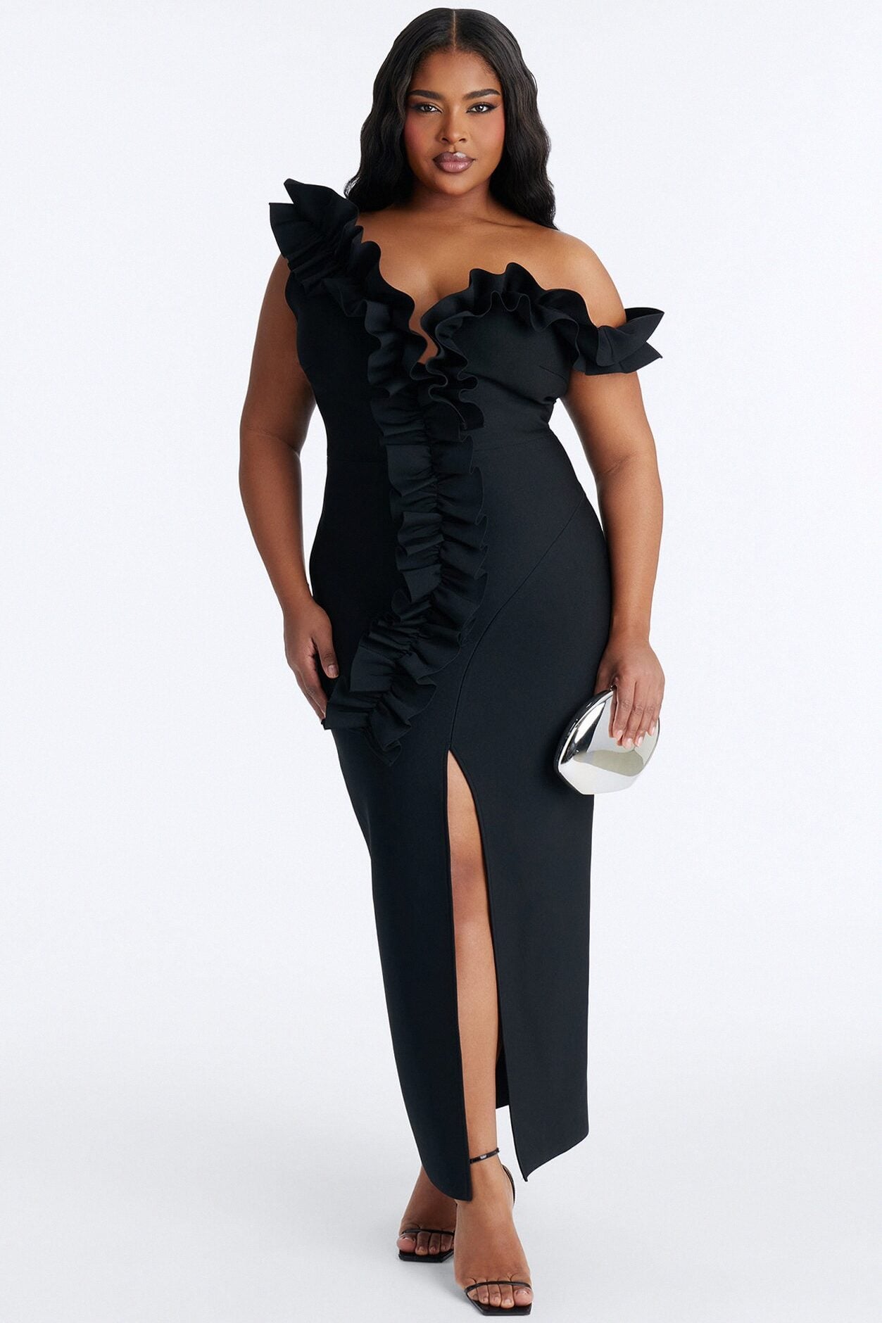 Simone Ruffle Bandage Maxi Dress - Black image 1