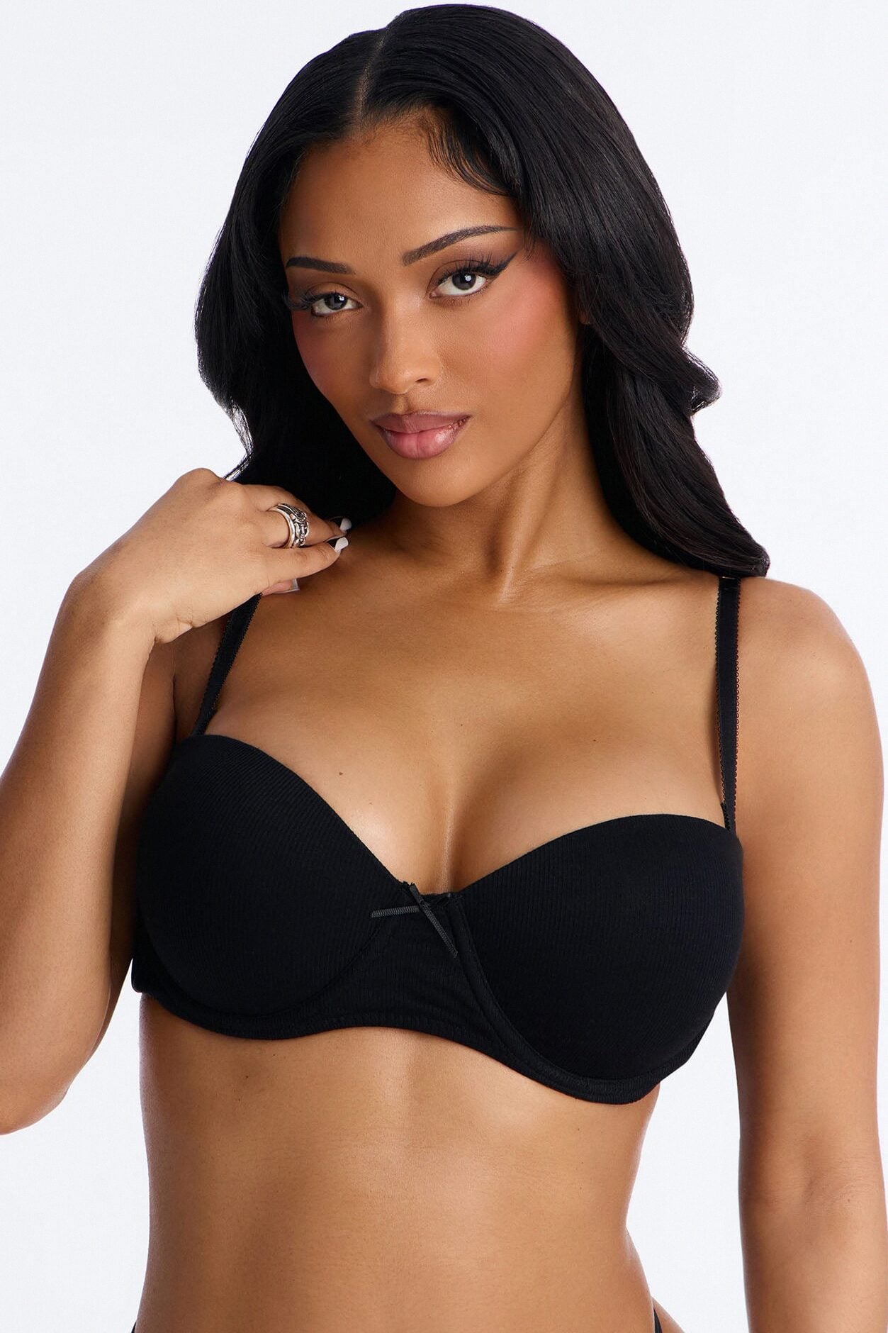 No Strings Balconette Bra - Black image 1