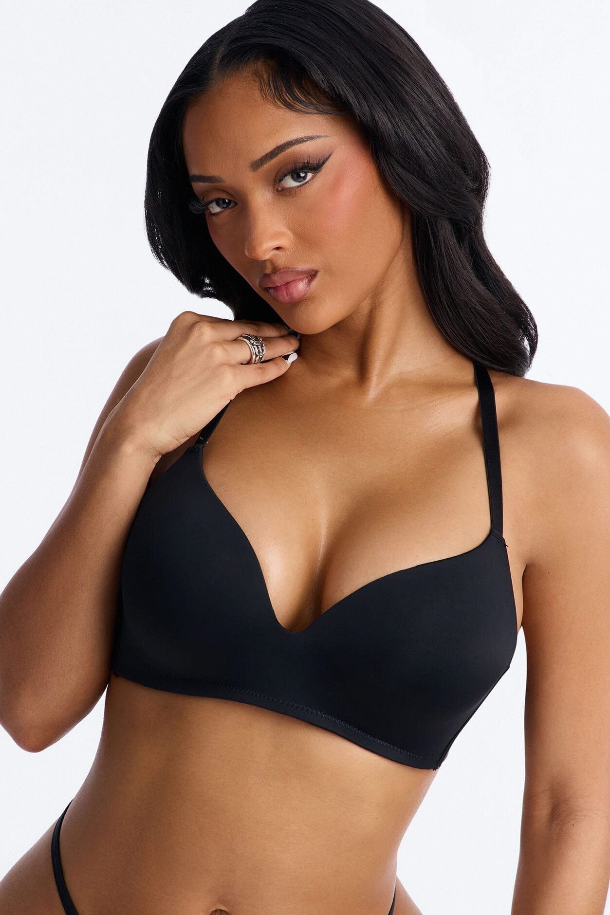 Criss Cross Comfort Wirefree Lightly Padded Bra - Black image 1