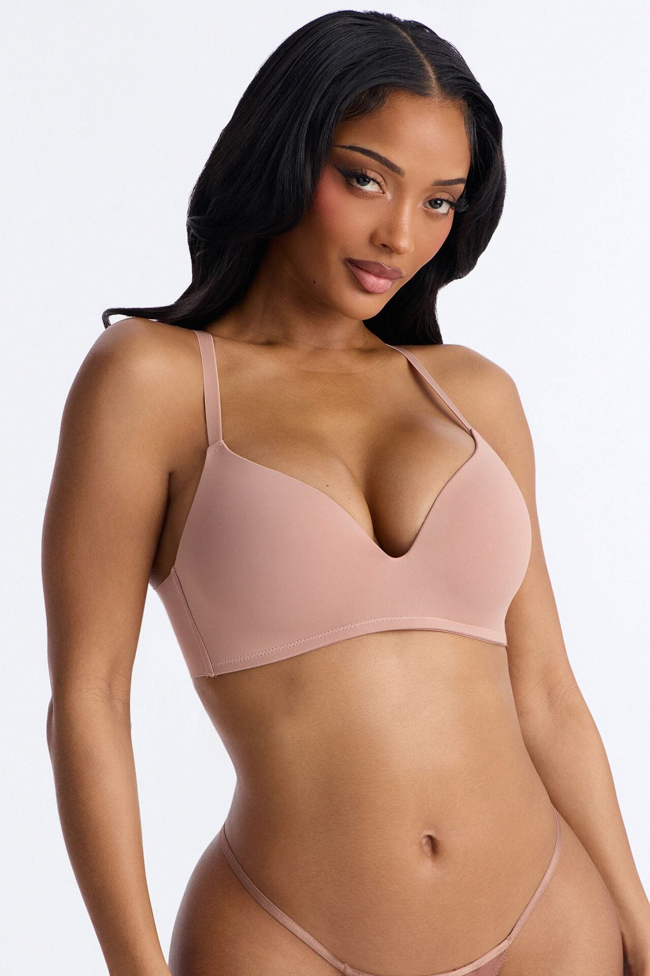 Criss Cross Comfort Wirefree Lightly Padded Bra - Nude image 1