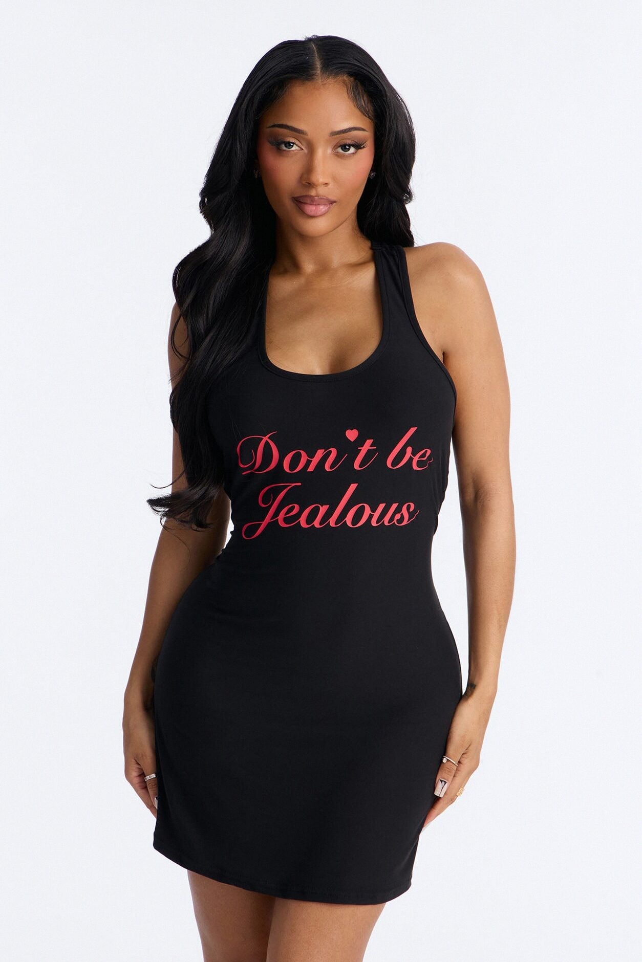 Don't Be Jealous PJ Sleep Dress - Black/Red image 1