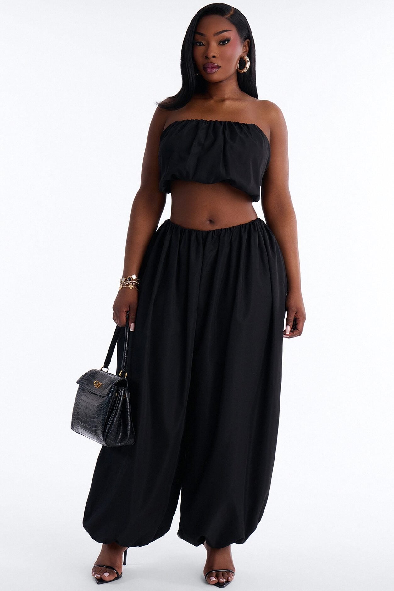 So Into You Balloon Pant Set - Black image 1