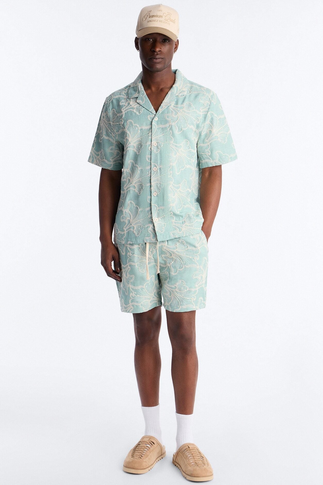 Coastal Drift Cuban Button Up Shirt - Mint image 1