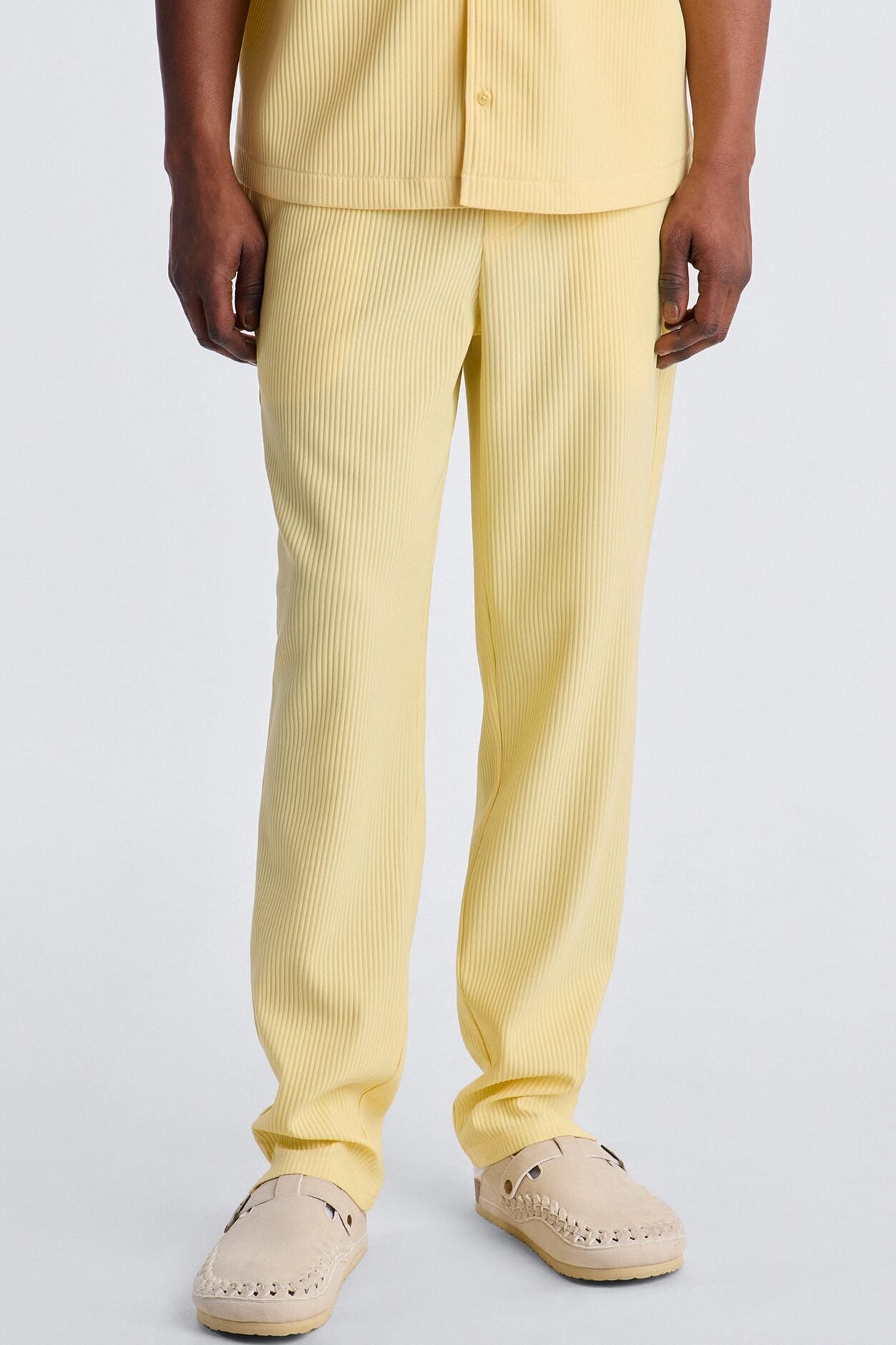 Show Up Slim Slit Pants - Butter Yellow image 1