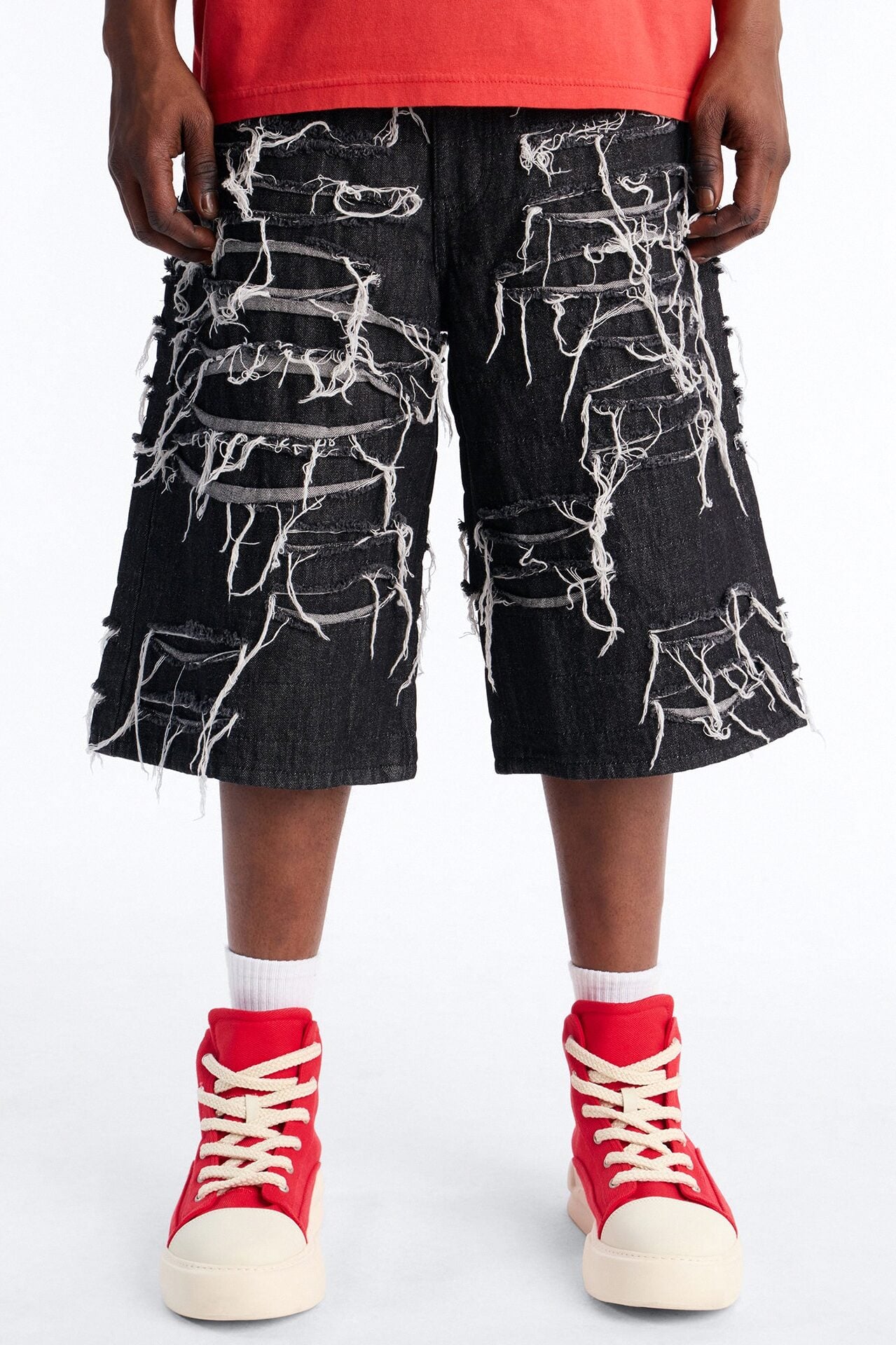 Baggy Jackson Fray Denim Short - Black Wash image 1