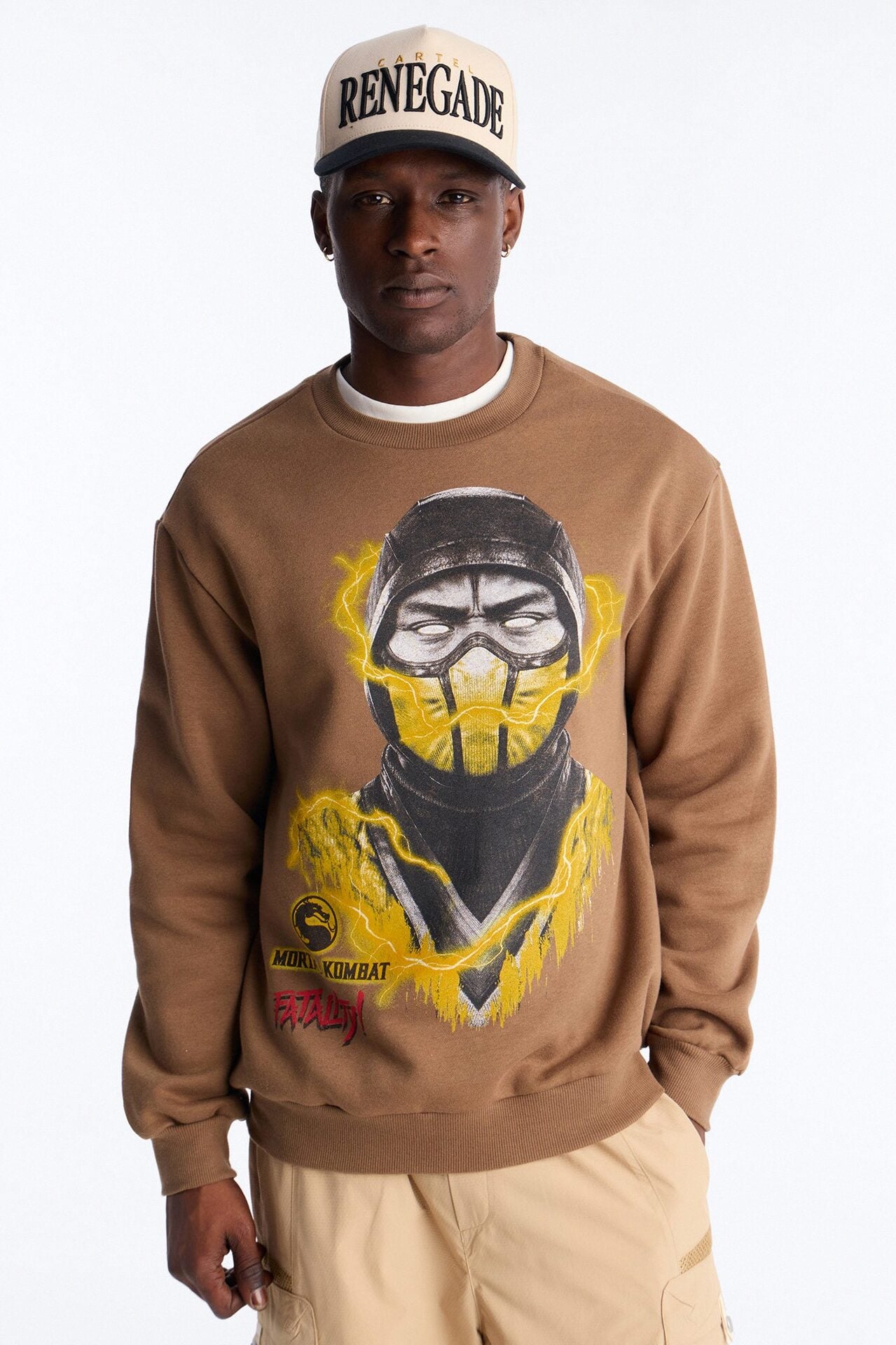 Mortal Kombat Scorpion Crewneck Sweatshirt - Taupe image 1