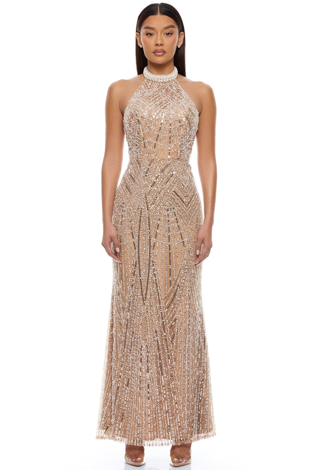 Take Back The Night Embellished Gown - Nude image 1