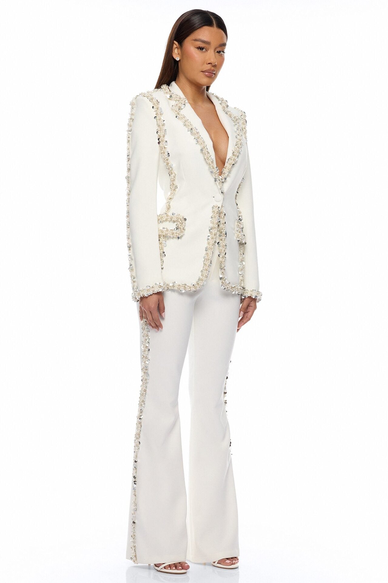 Dazzling Daze Embellished Pant Set - White image 1