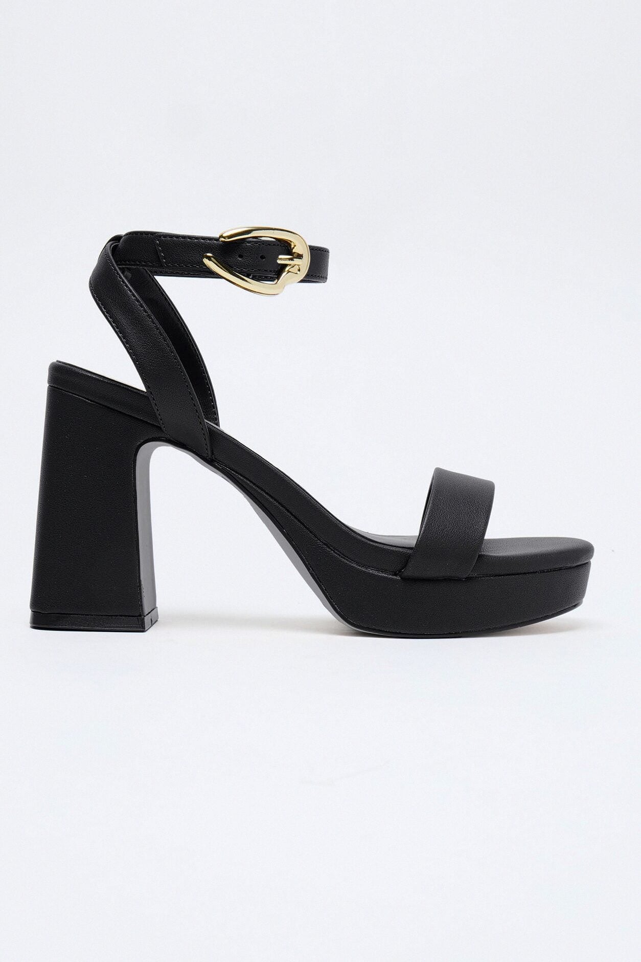 Barba Buckle Ankle Strap Platform Heels - Black image 1