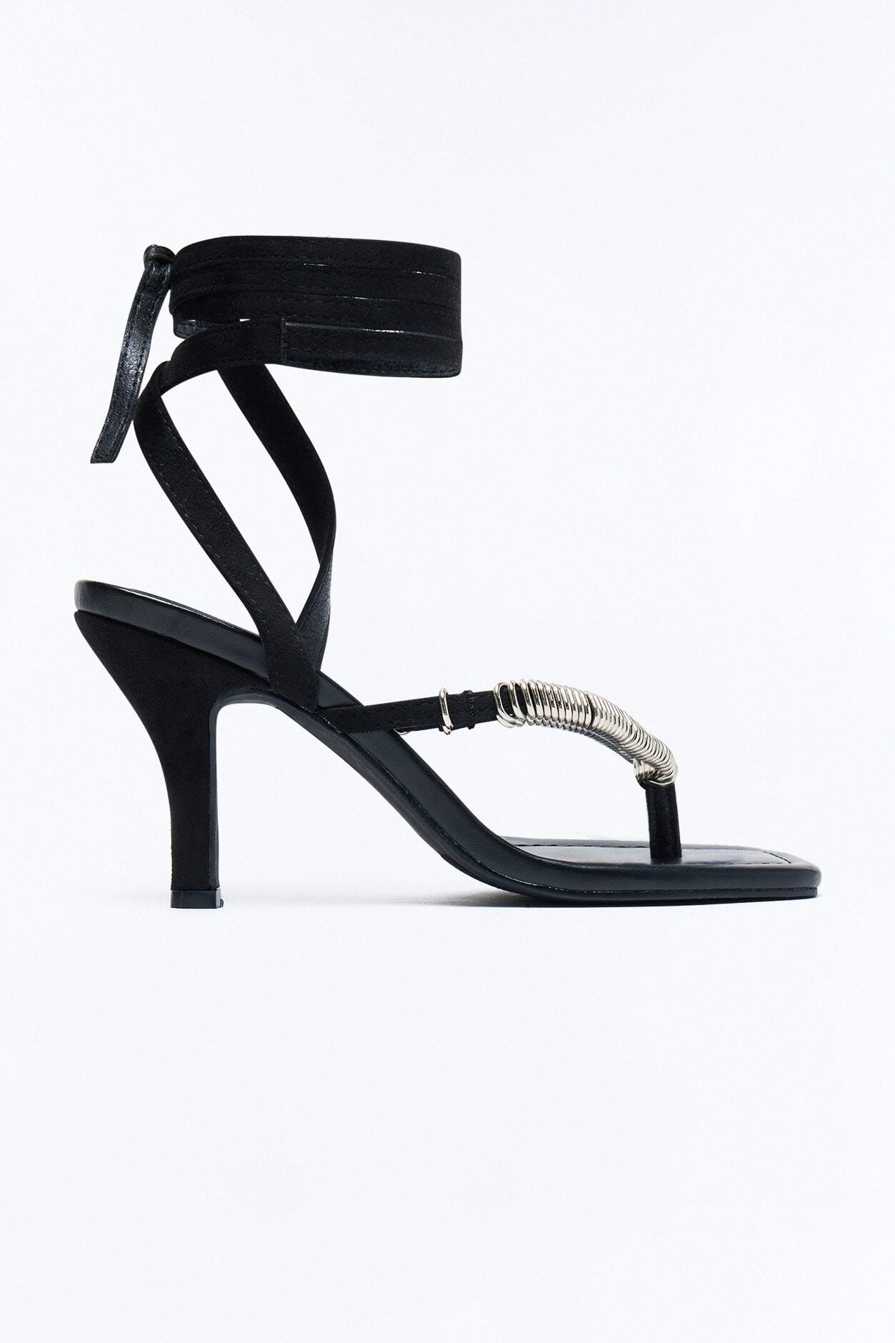 Flexa Thong Wrap Up Heels - Black image 1