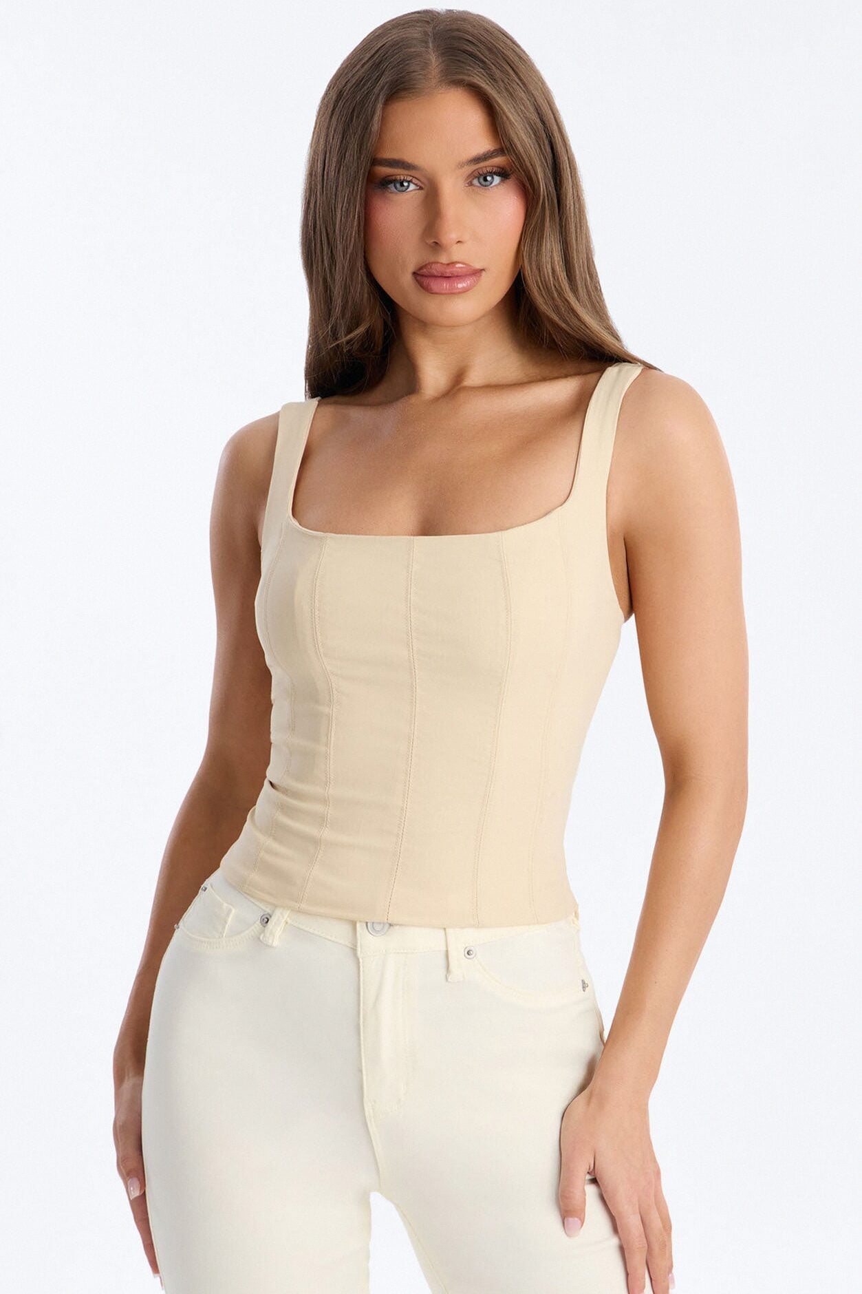 Classic Babe Smocked Tank Top - Beige image 1