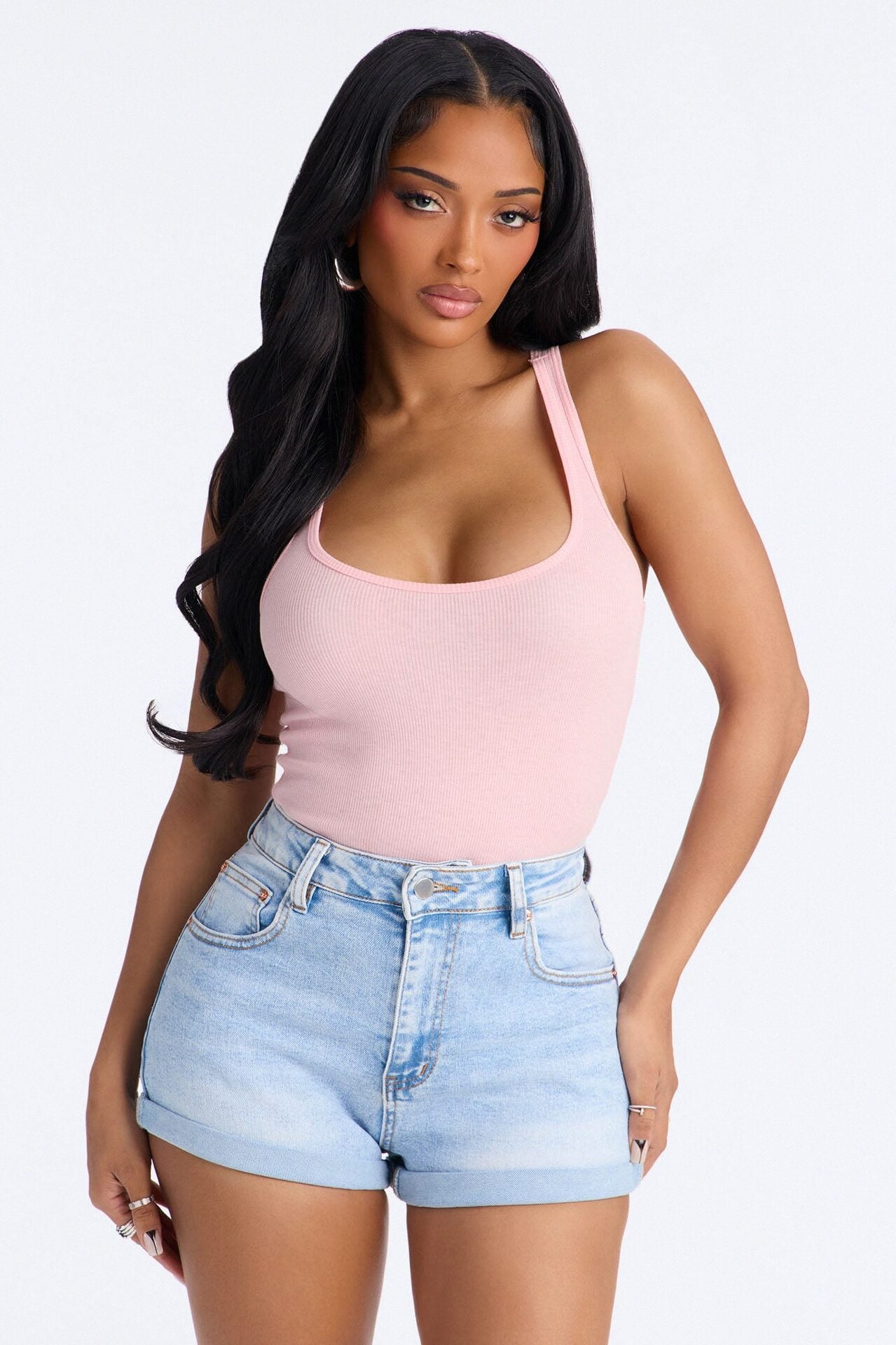Zoey Racer Back Tank - Light Pink image 1