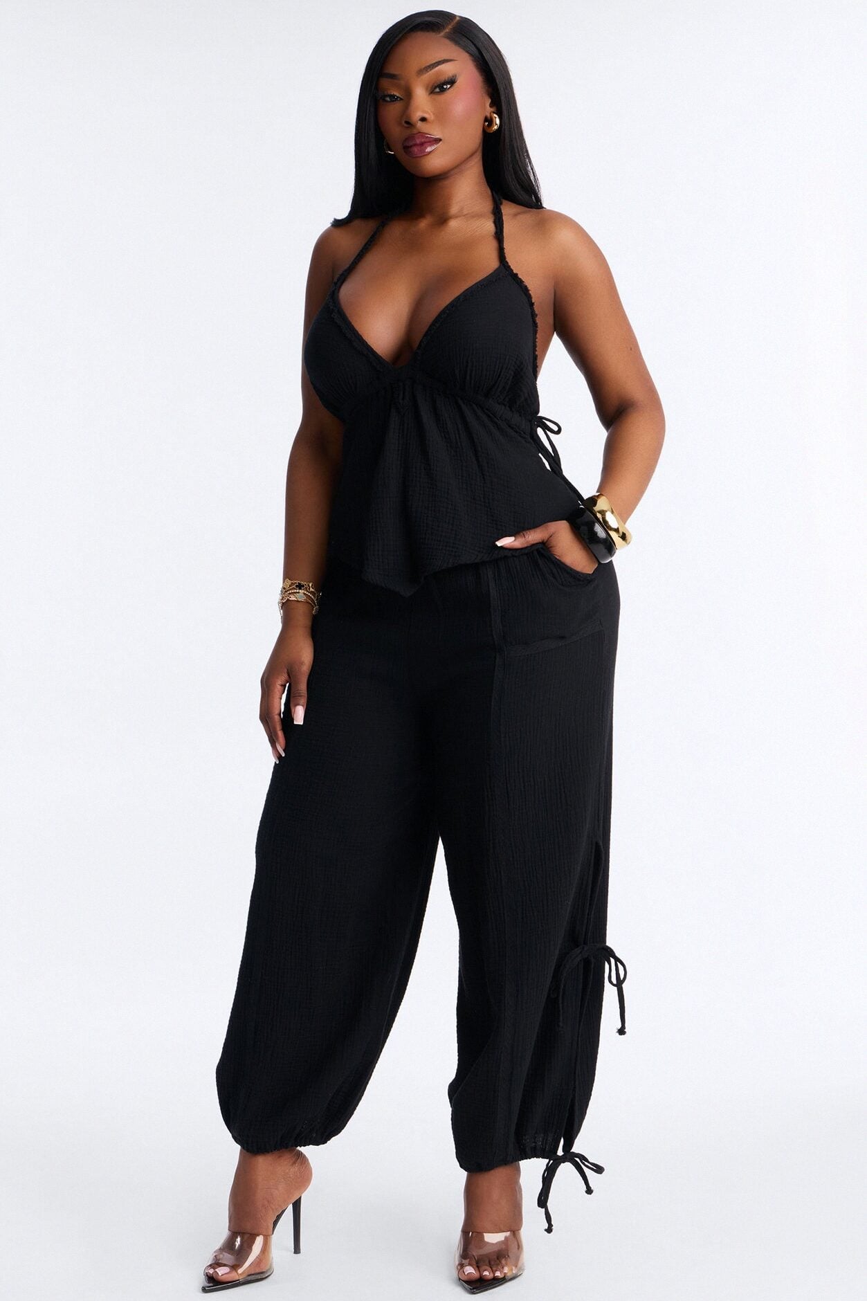 Azuki Balloon Pant Set - Black image 1