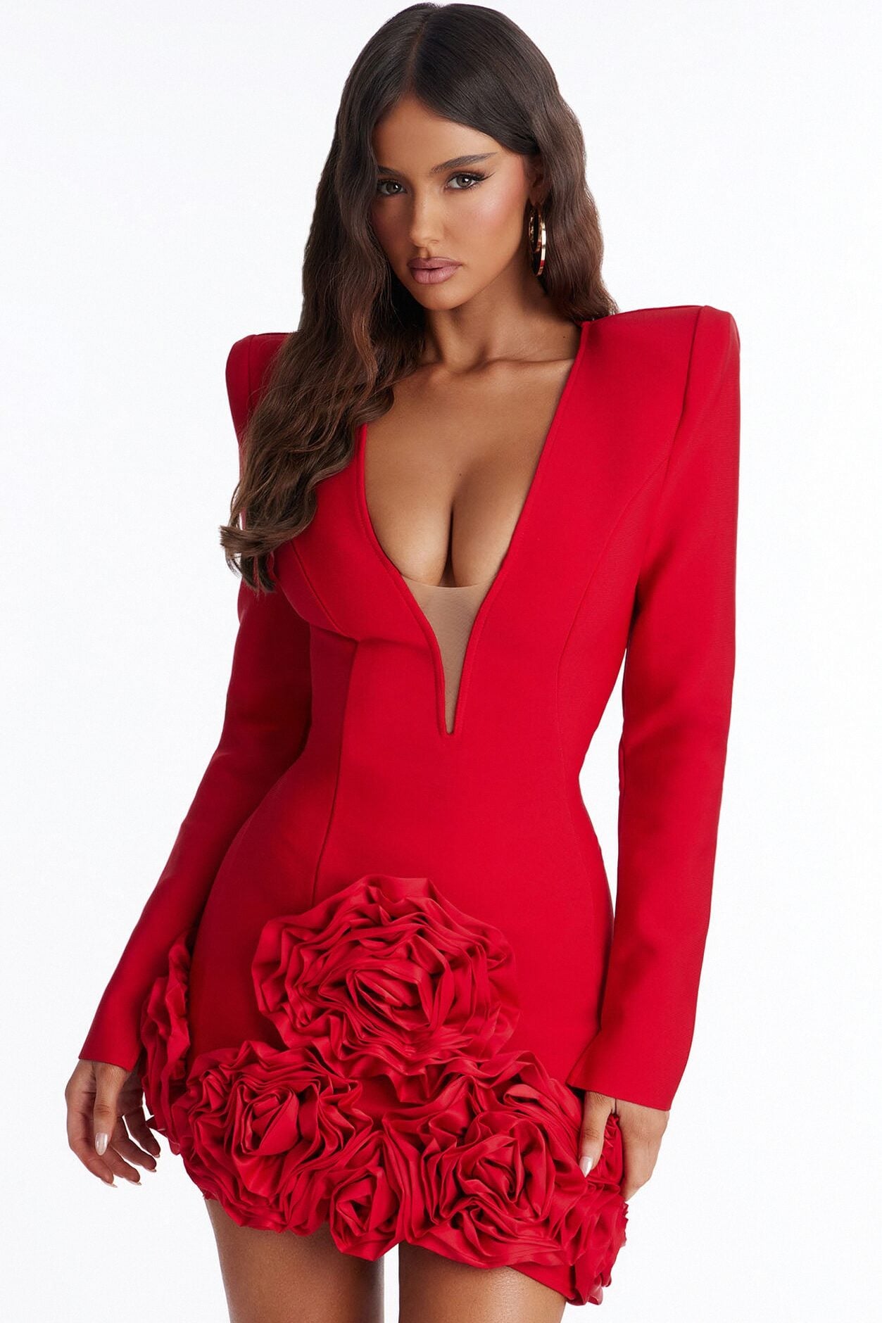 Chantelle Long Sleeve Bandage Mini Dress - Red image 1
