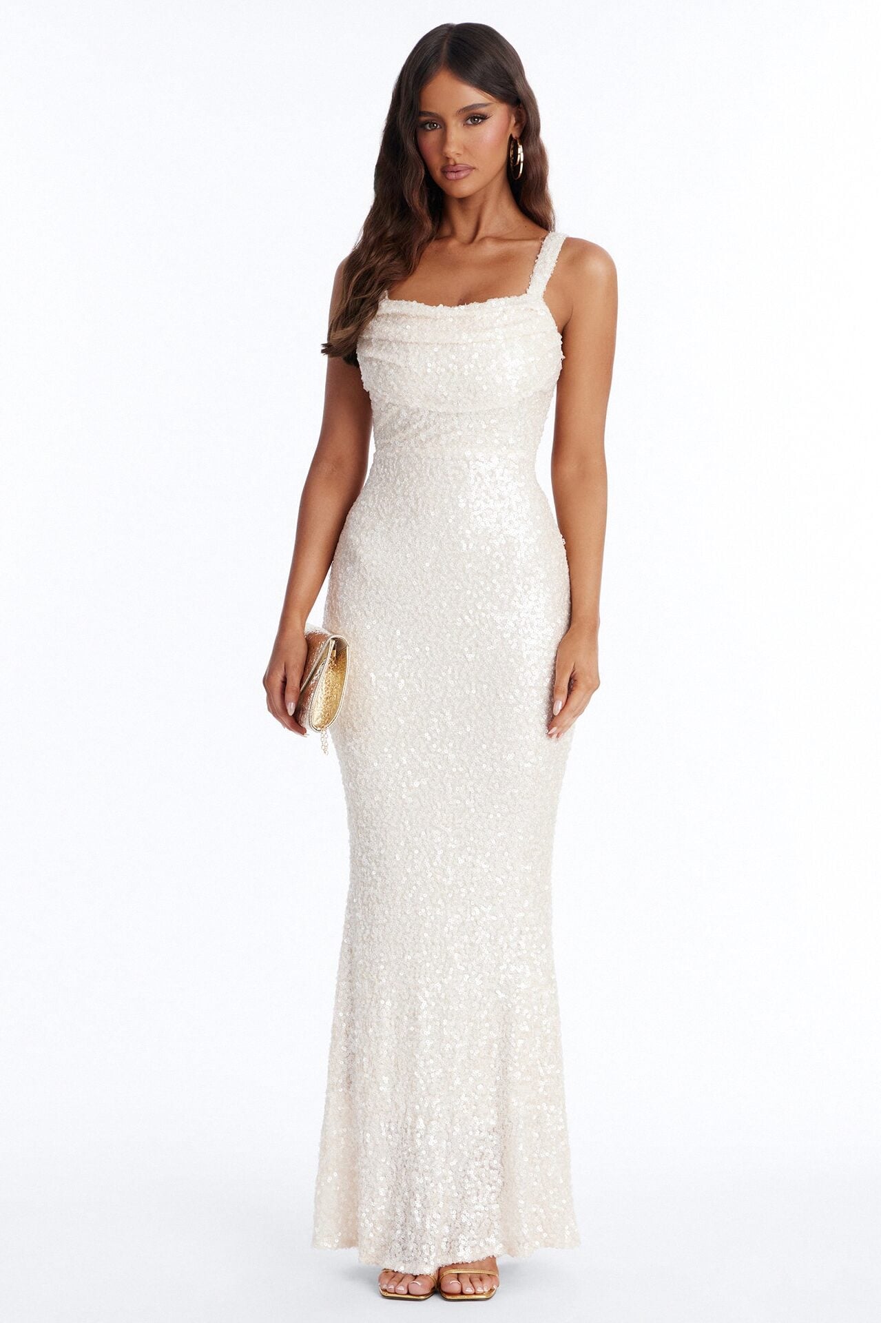 Glam Fantasy Sequin Gown - Cream image 1