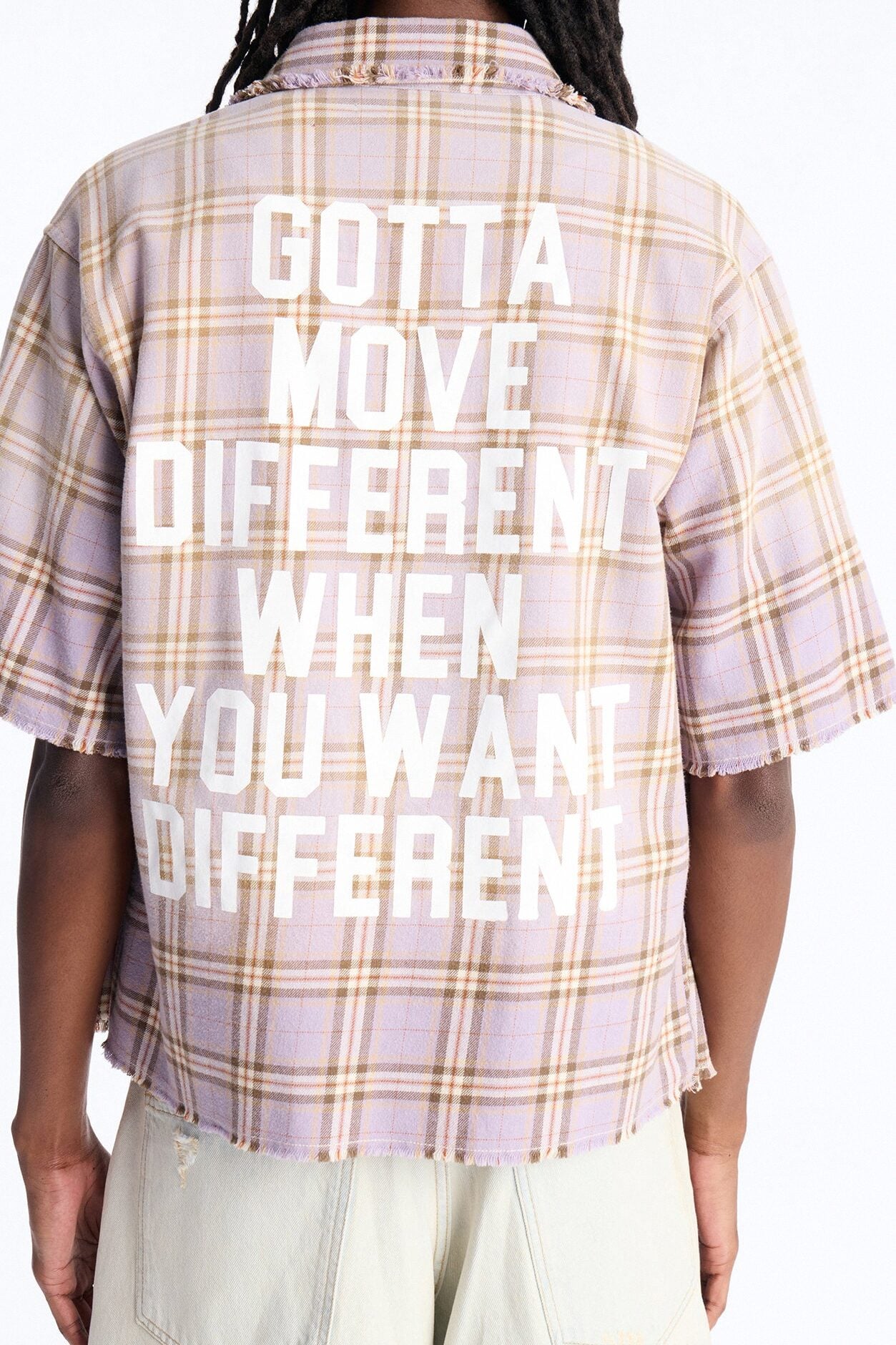 Cropped Gotta Move Flannel Button Up Shirt - Purple image 1