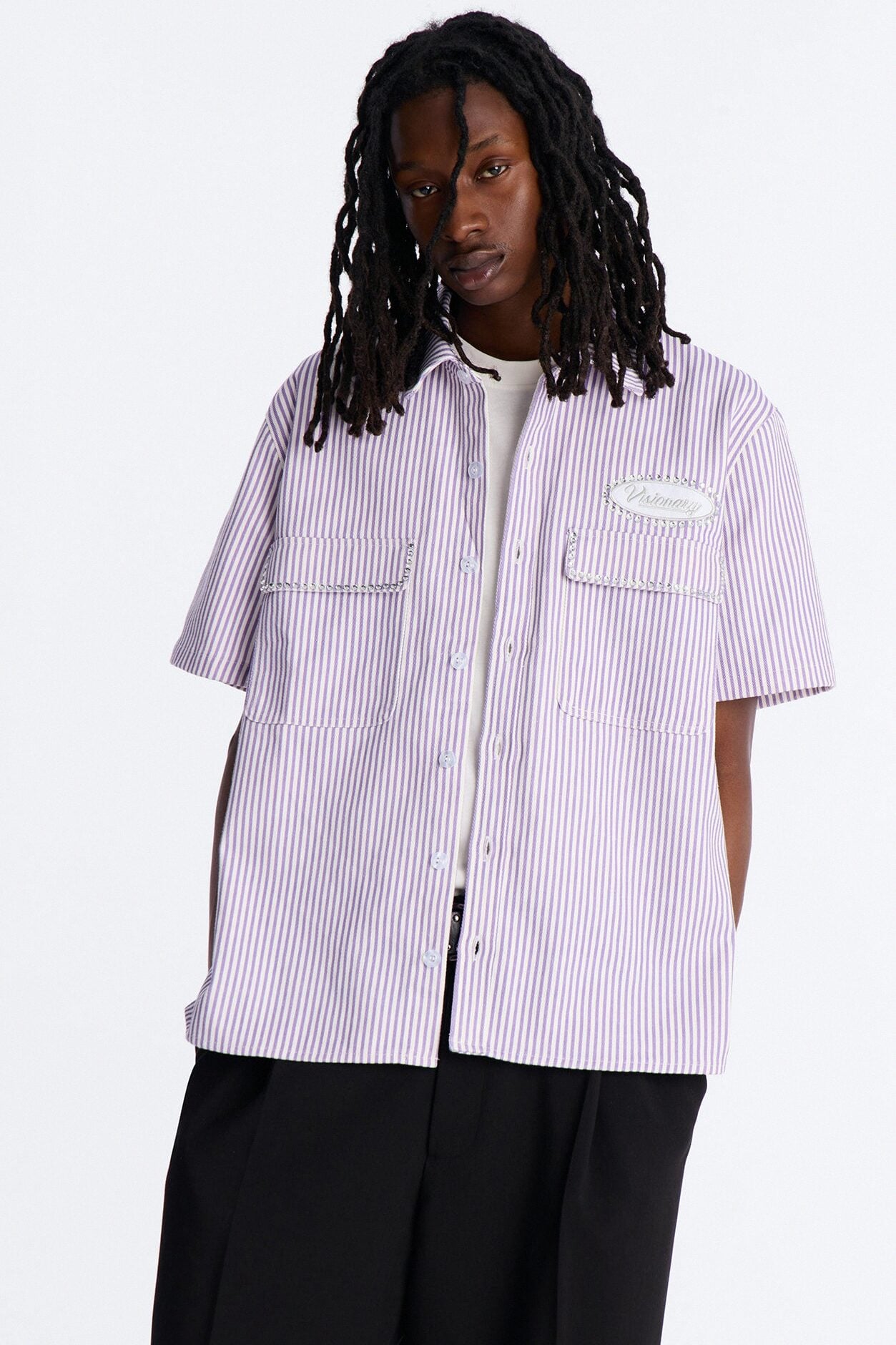 Diamante Trim Mechanic Shirt - Purple image 1