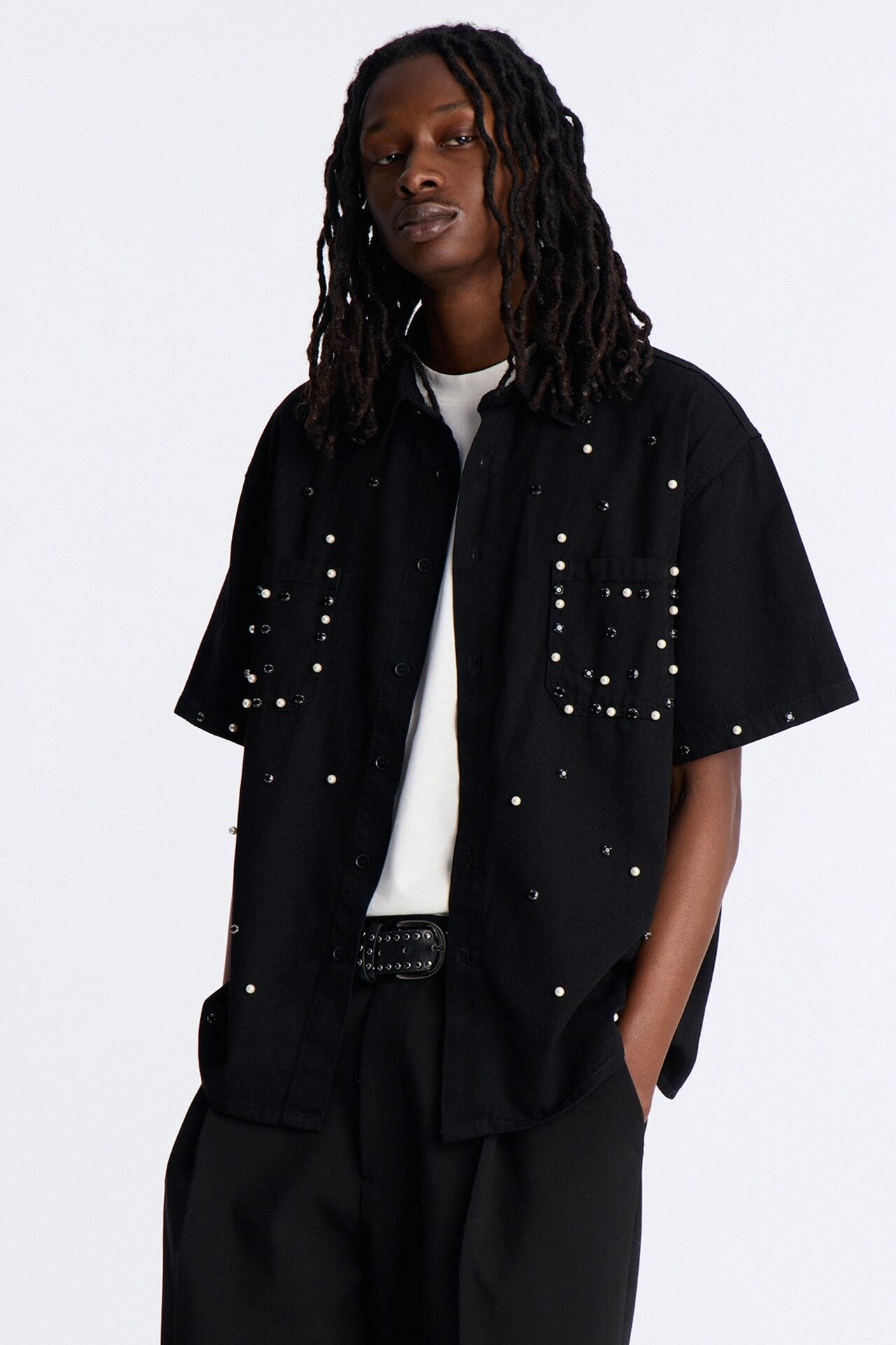 Apex Stud Button Up Shirt - Black image 1