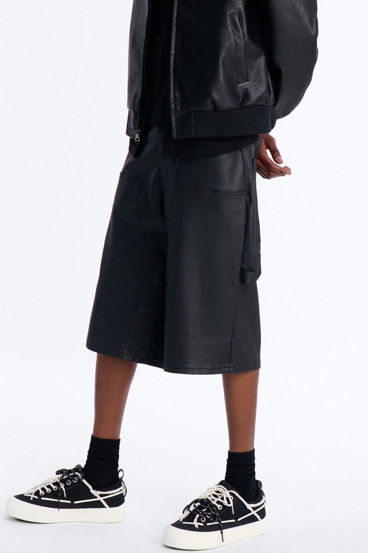 Baggy Liquid Coated Waxed Short - Black image 1