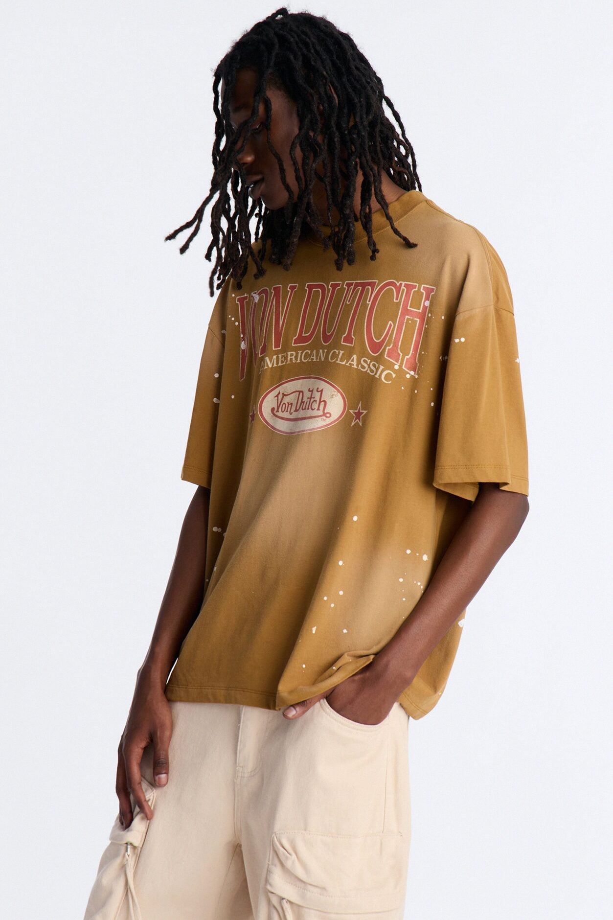 Von Dutch American Classic Boxy Short Sleeve Tee - Tan image 1
