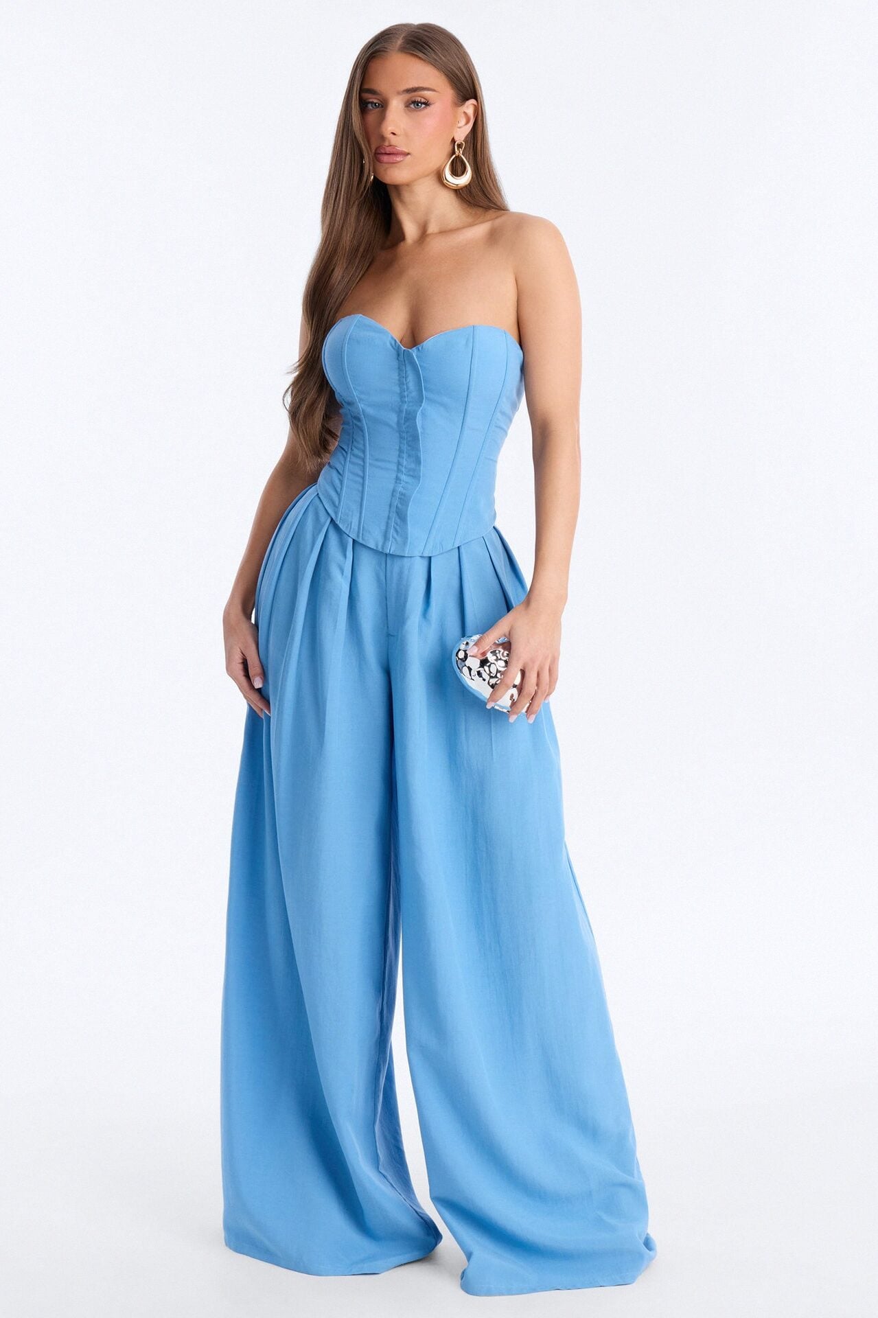 Jenine Corset Wide Leg Pant Set - Slate Blue image 1