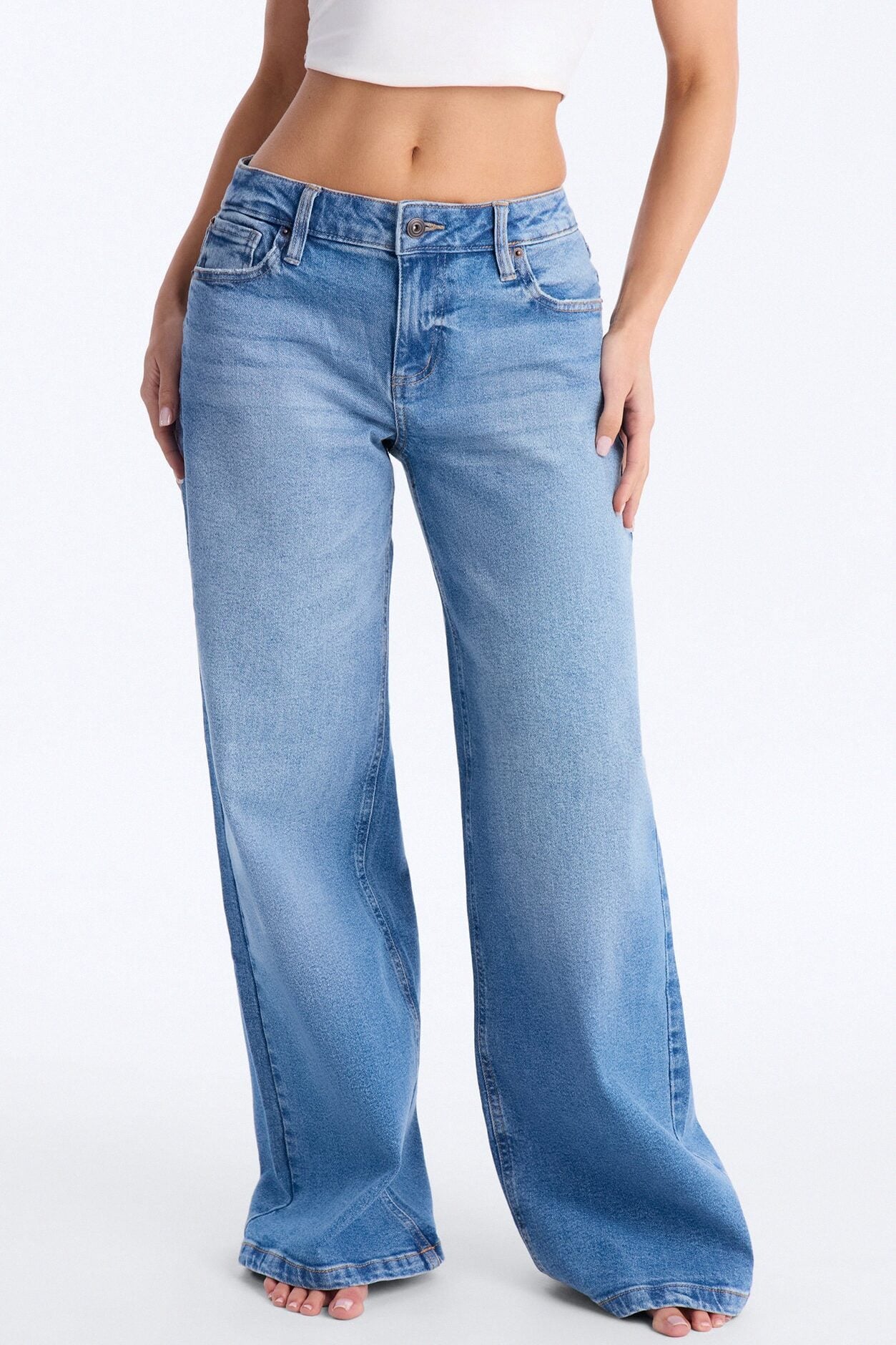 Southie Stretch Wide Leg Jeans - Medium Wash image 1